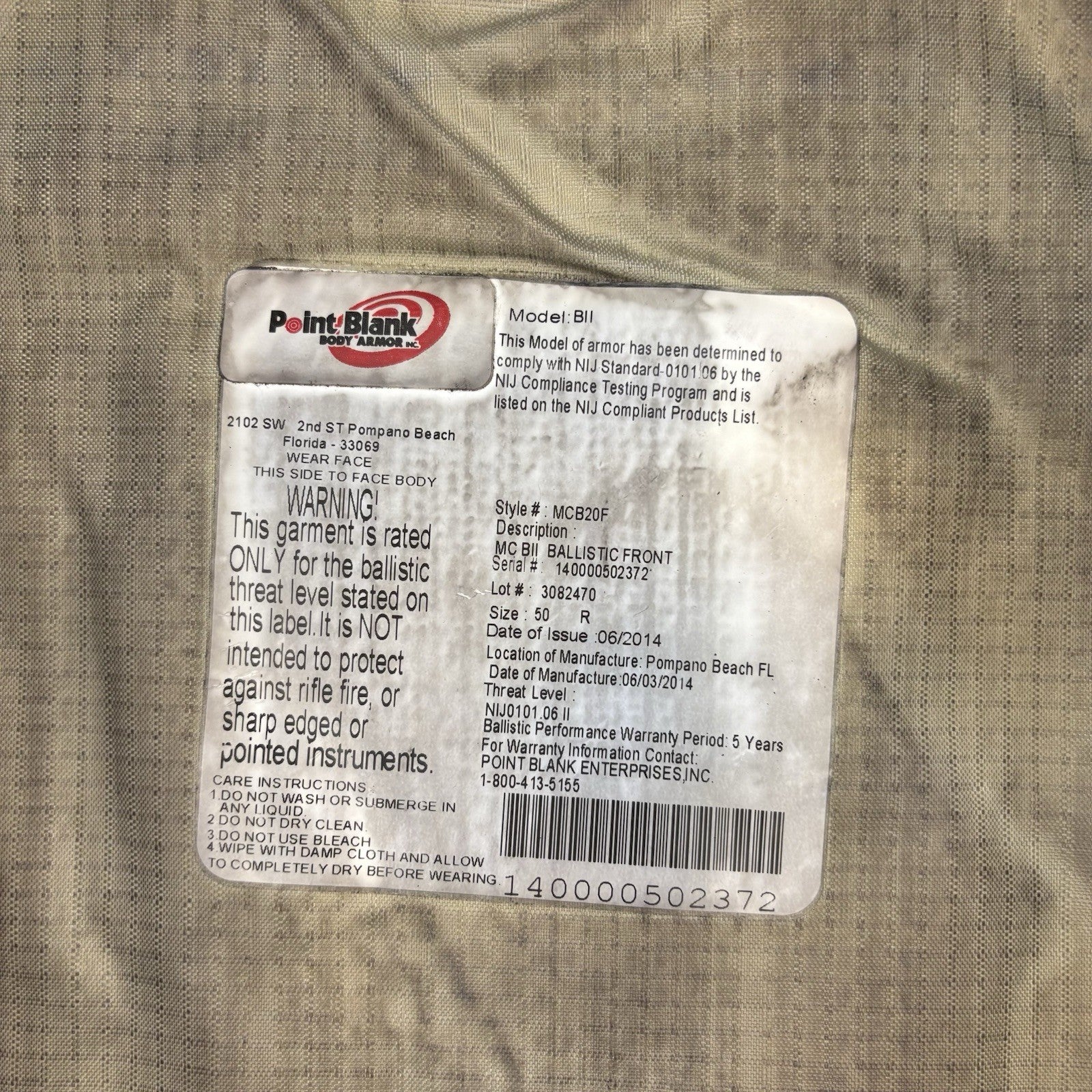 PB Level 2 II Bullet Proof Vest Size Large w/Trauma Plate Concealable Body Armor10