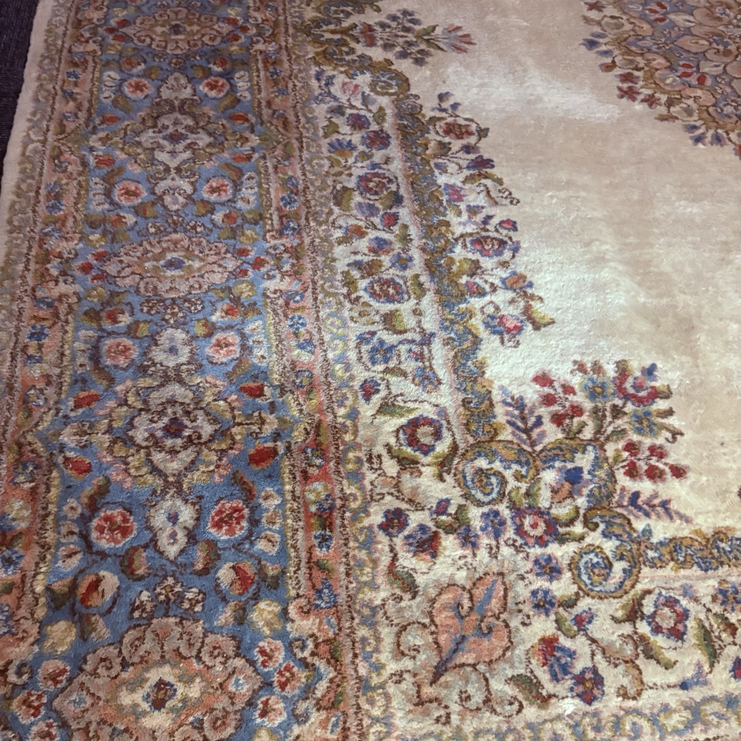 Antique Hand Knotted Rug 8'x10' Pastel Colors 289 KPSI Open Field Medallion6