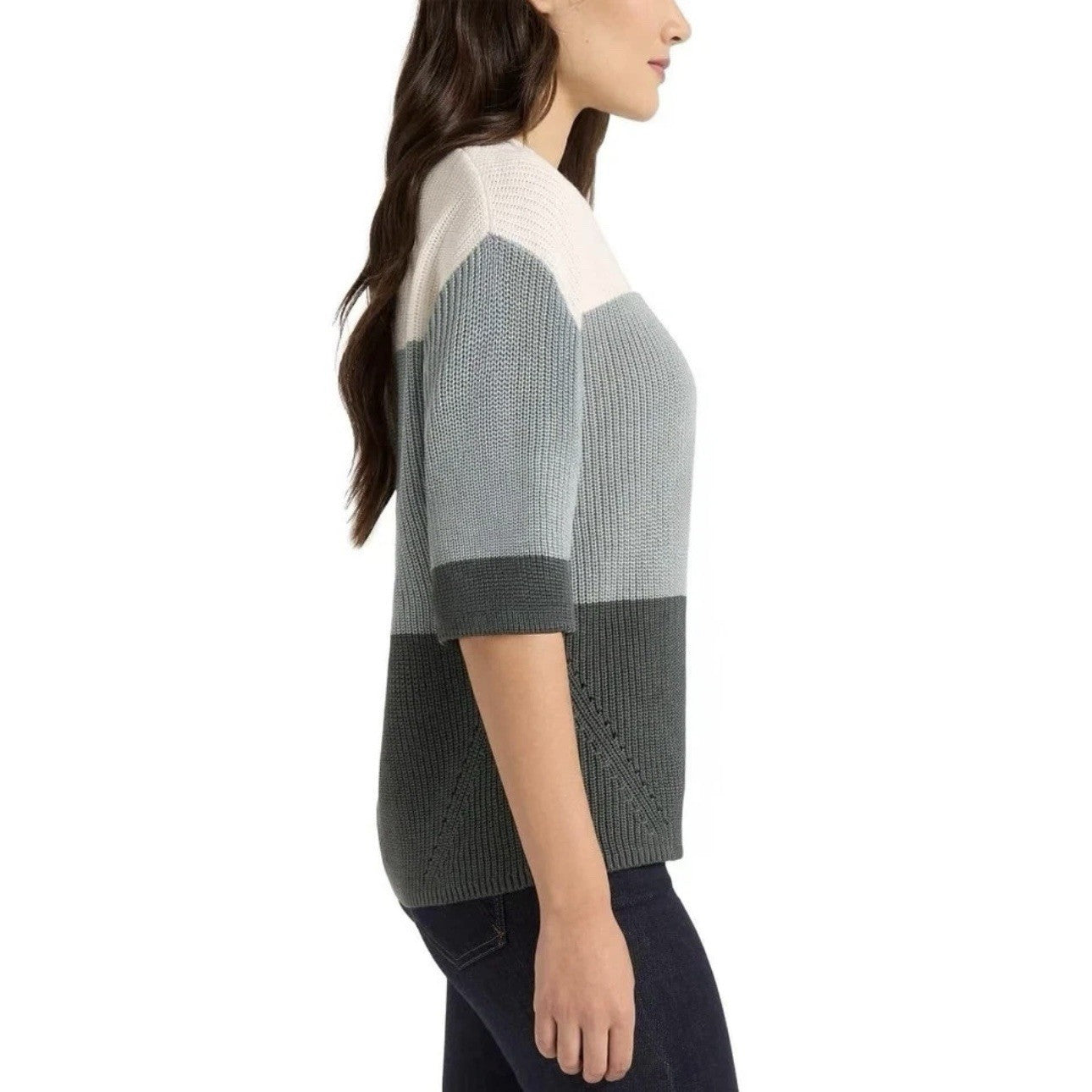 NEW Matty M Women's XXL Colorblock Sweater Polyester Crewneck (Grey, Blue,White)5