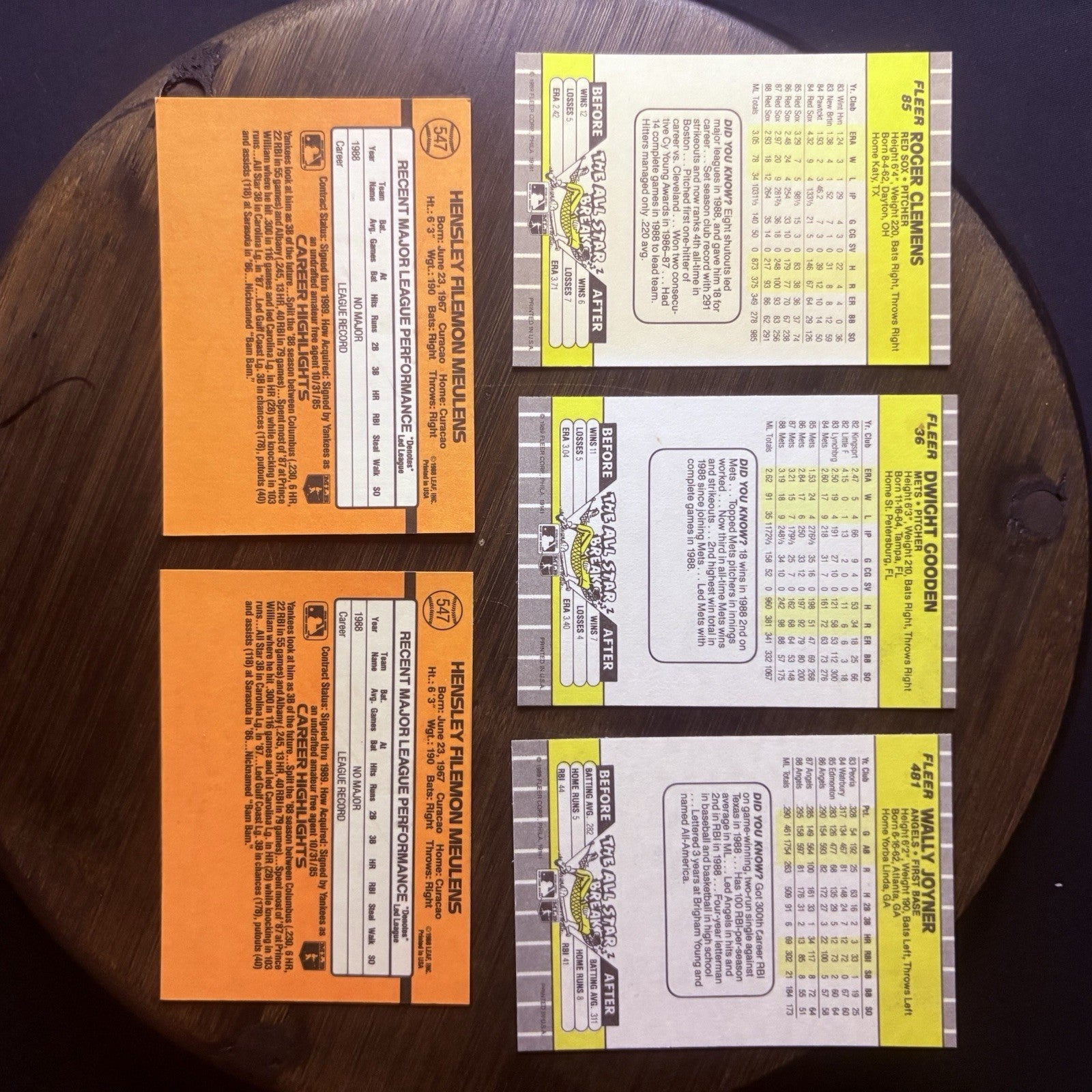 1989 Donruss #547 Fleer #85, #36, #481 High Grade Baseball Card Lot Of (5)  1