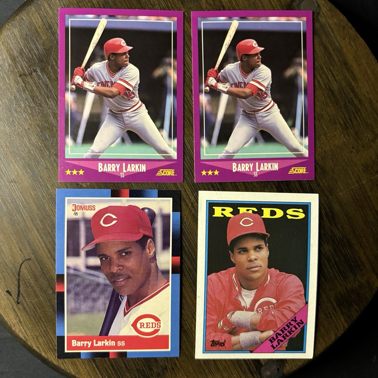 1988 Barry Larkin (4) Card Lot Score (#72) Donruss (#492) Topps(#102) High Grade0