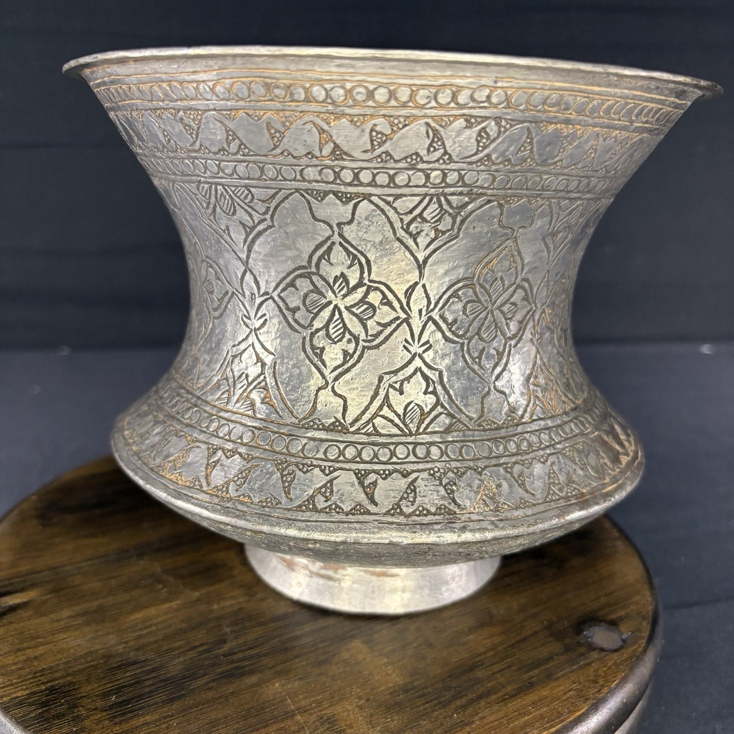 Qajar Era Copper Vessel Hand Hammered Islamic Calligraphy Tinned Late 1800s0