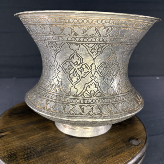Qajar Era Copper Vessel Hand Hammered Islamic Calligraphy Tinned Late 1800s0