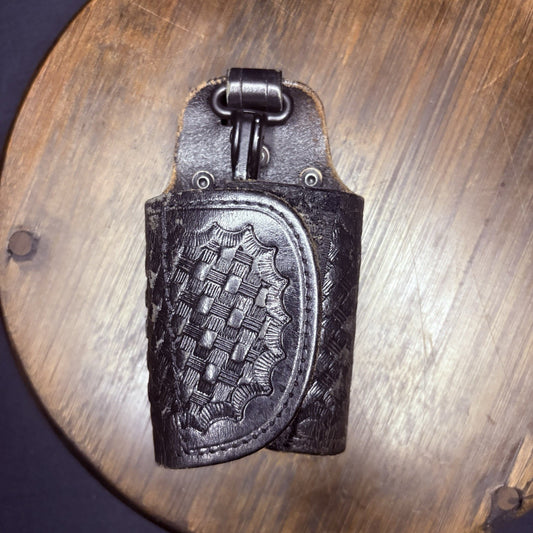 JS Leather Key Holder Basket Weave Quite Key Keeper With Clip0