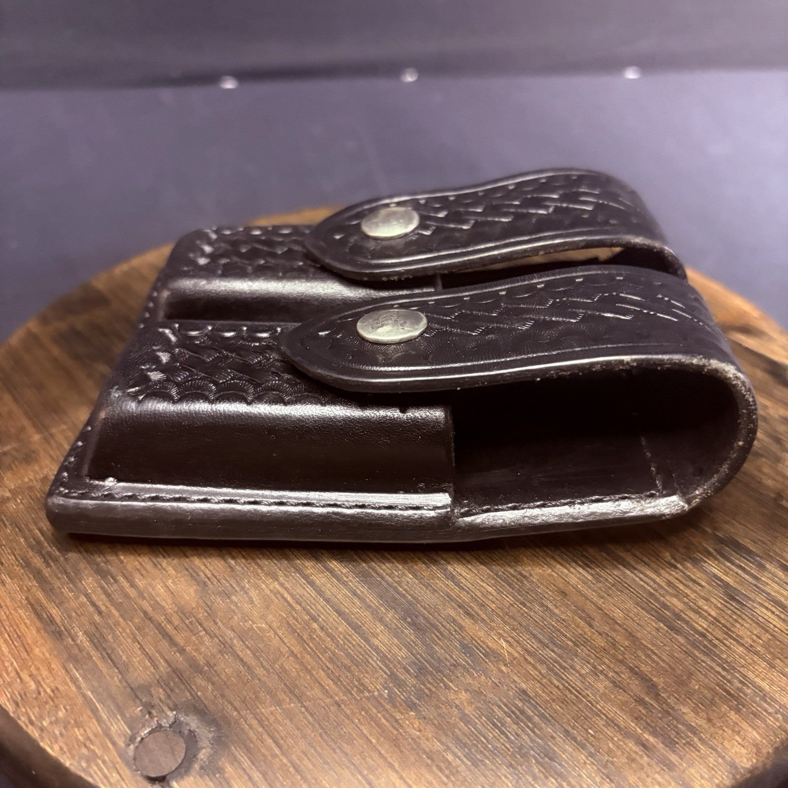 AKER 510-2 Double Magazine Carrier Pouch Double Stack 9mm Basket Weave Leather7