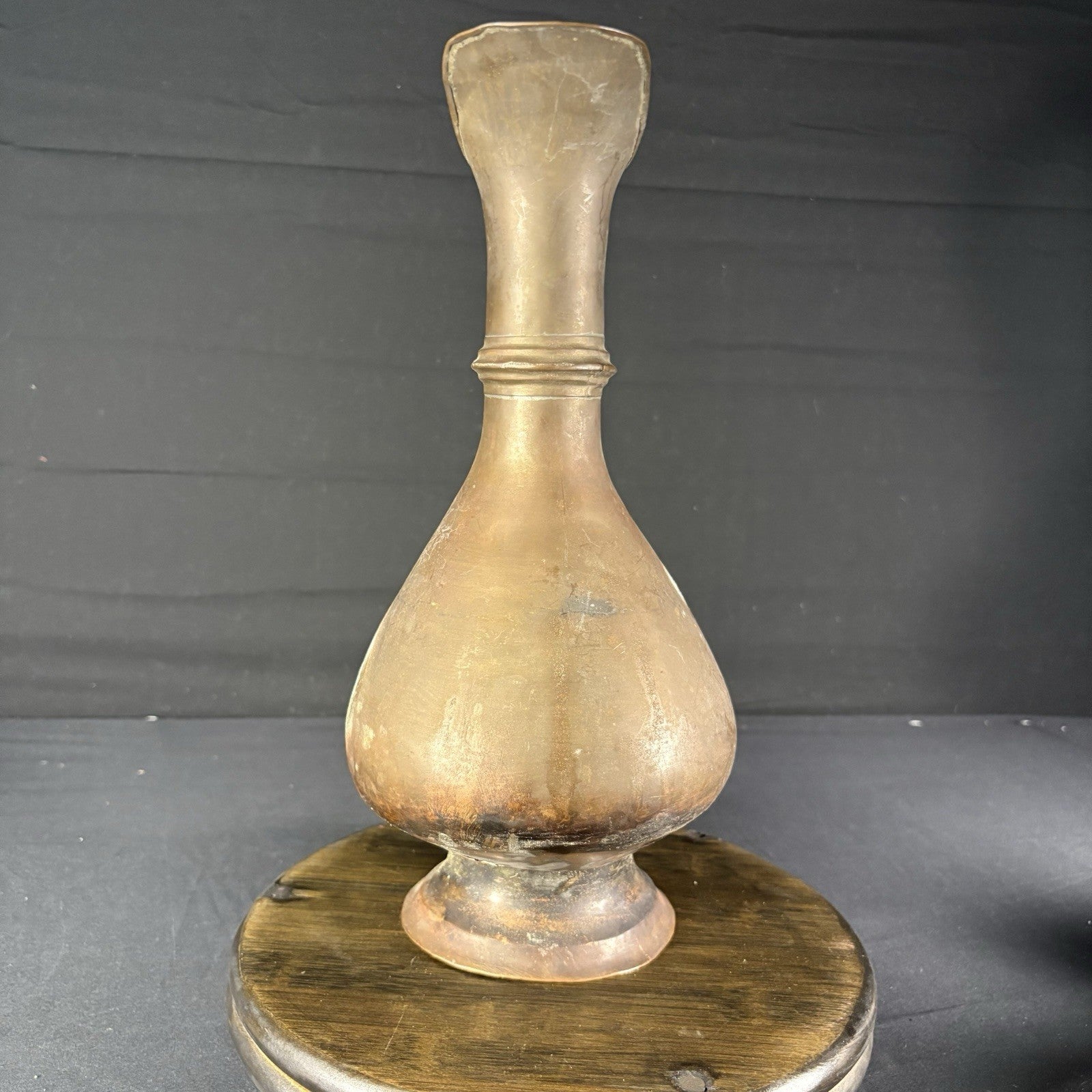 Antique Persian Pitcher Middle Eastern Hand Hammered Brass Early 1900s (Broken)2