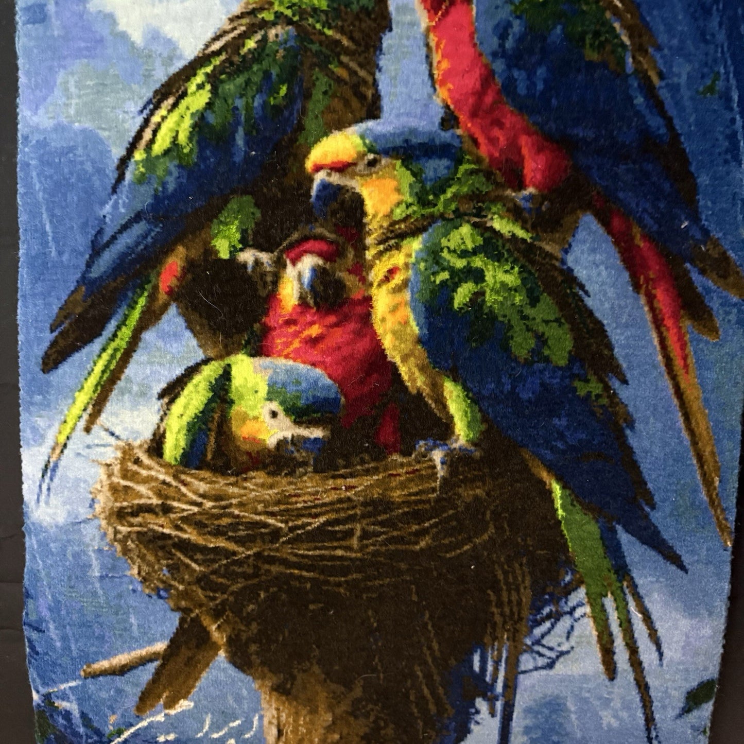 Persian Pictorial Rug Bird Hand Knotted 24”x16” 60X40cm 304KPSI w/Rug Hangers7