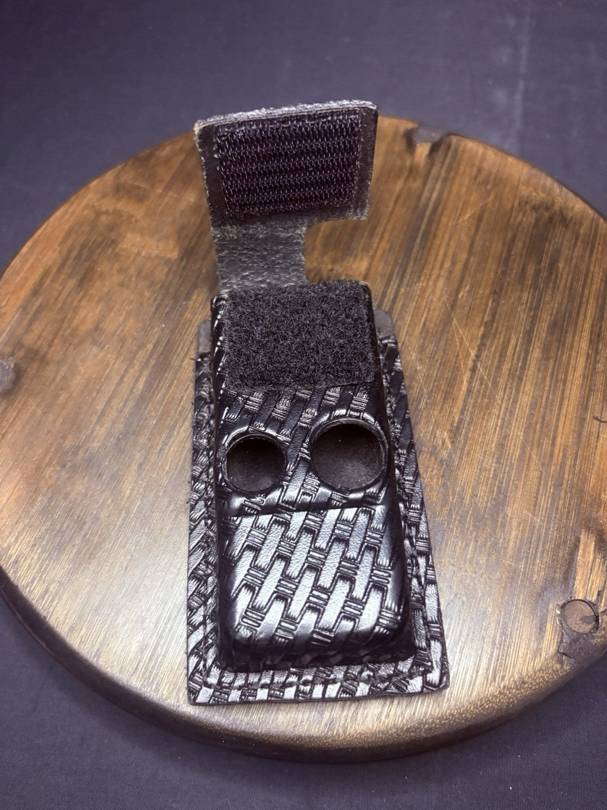 Olympus Puma 4 Leather Pouch Holster Case Black Basket Weave Leather3