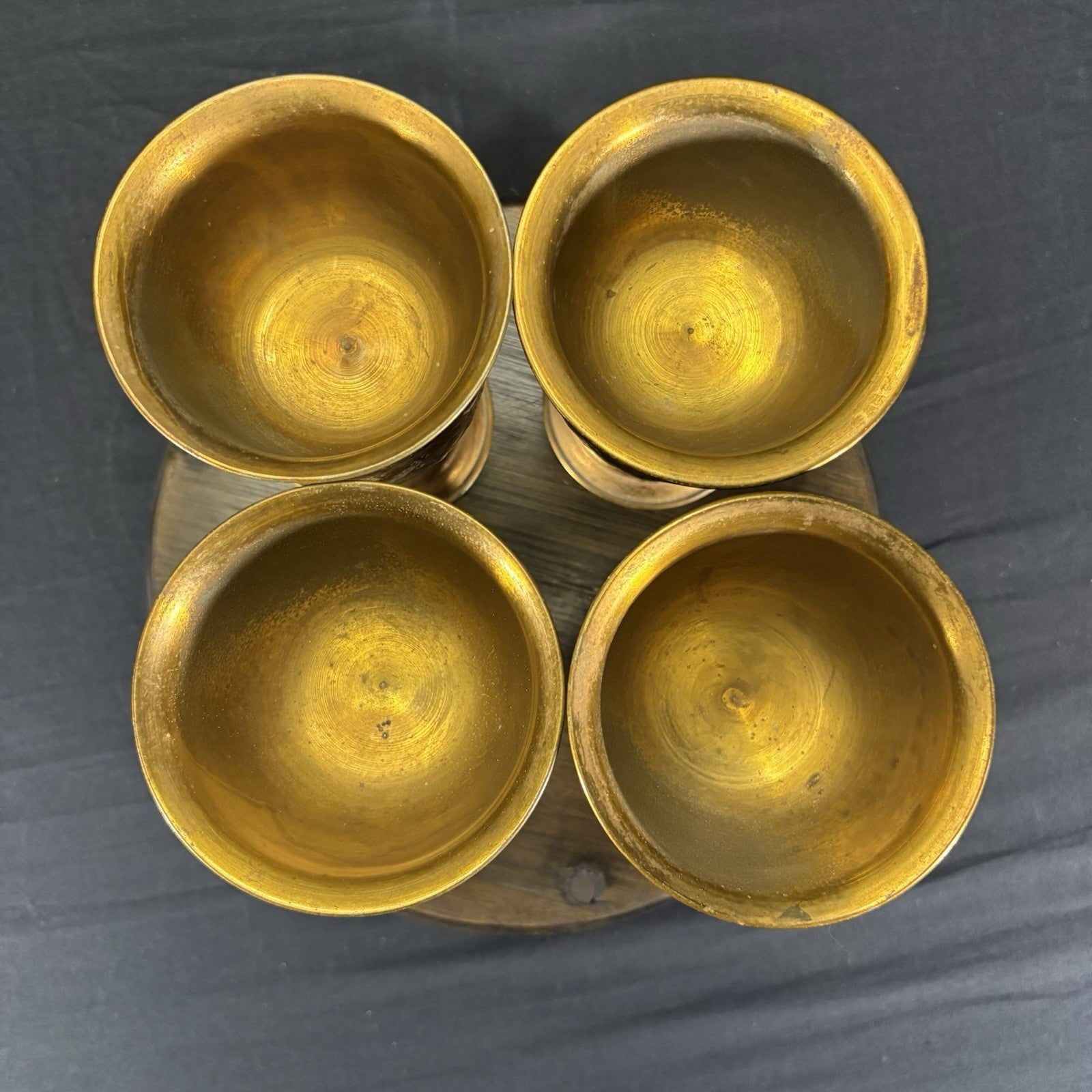 Goblet Set Qajar Dynasty Antique Copper Hand Etched Cups Early 1900s3