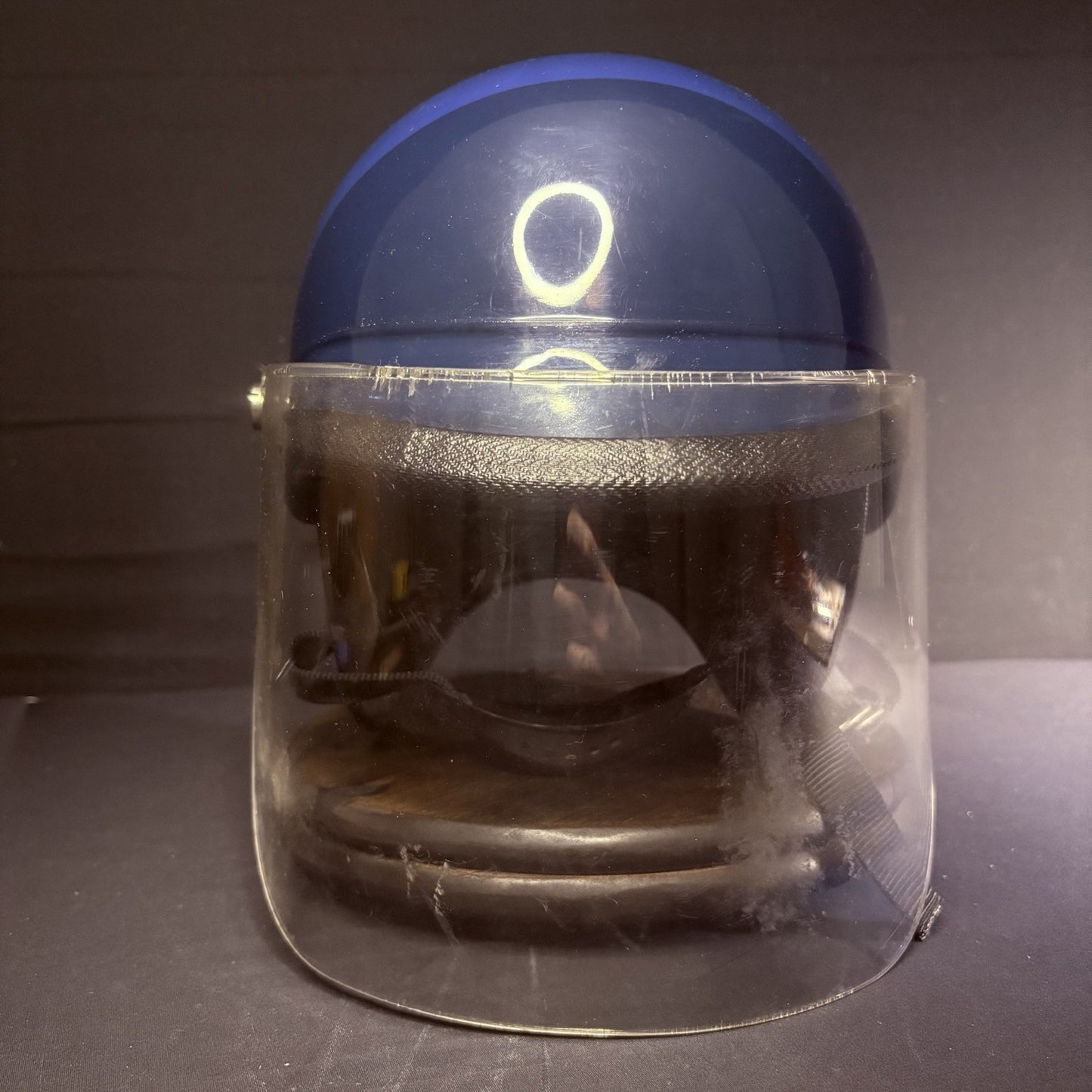Vintage Police Riot Helmet Blue (Size Medium) w/ Removable Face Shield1