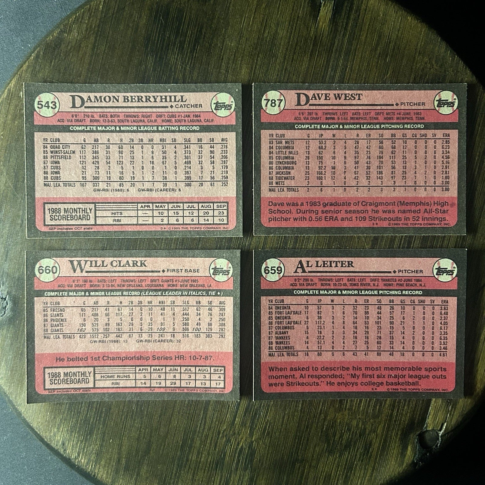 1989 Topps Trading Card (Lot Of 4) MLB Baseball1