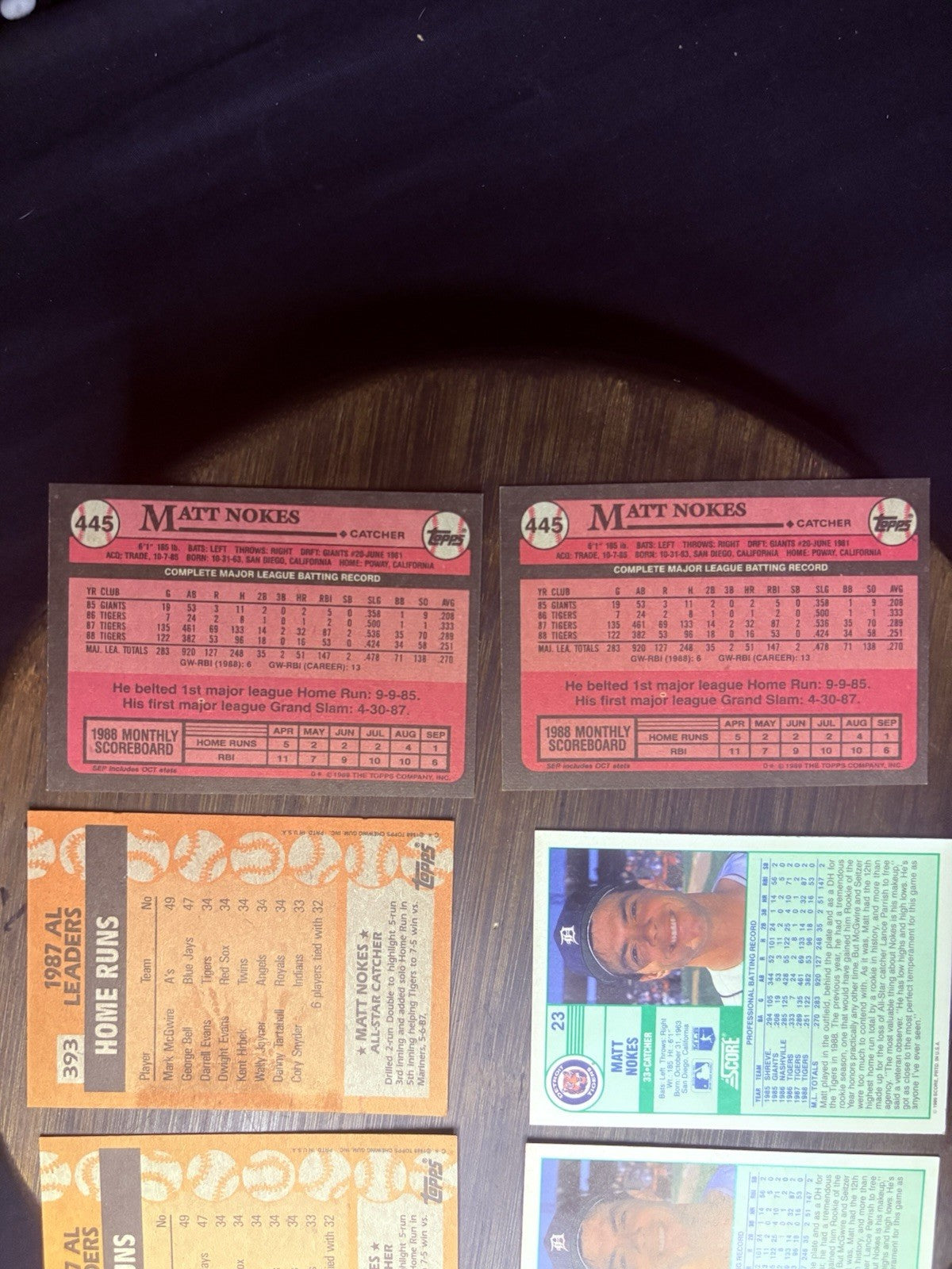 Matt Nokes (Lot of 6) Baseball Cards Detroit Tigers  MLB8
