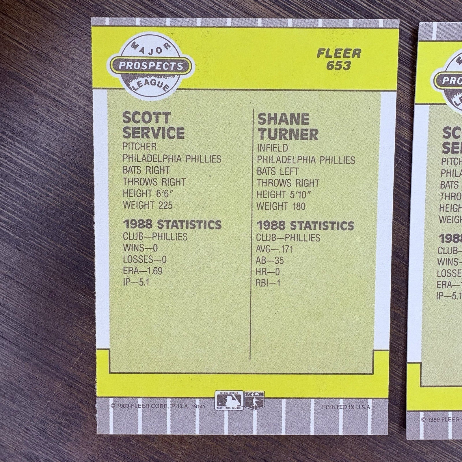 Fleer 1989 Prospects Scott Service Shane Turner #653 (2)High Grade Trading Cards11