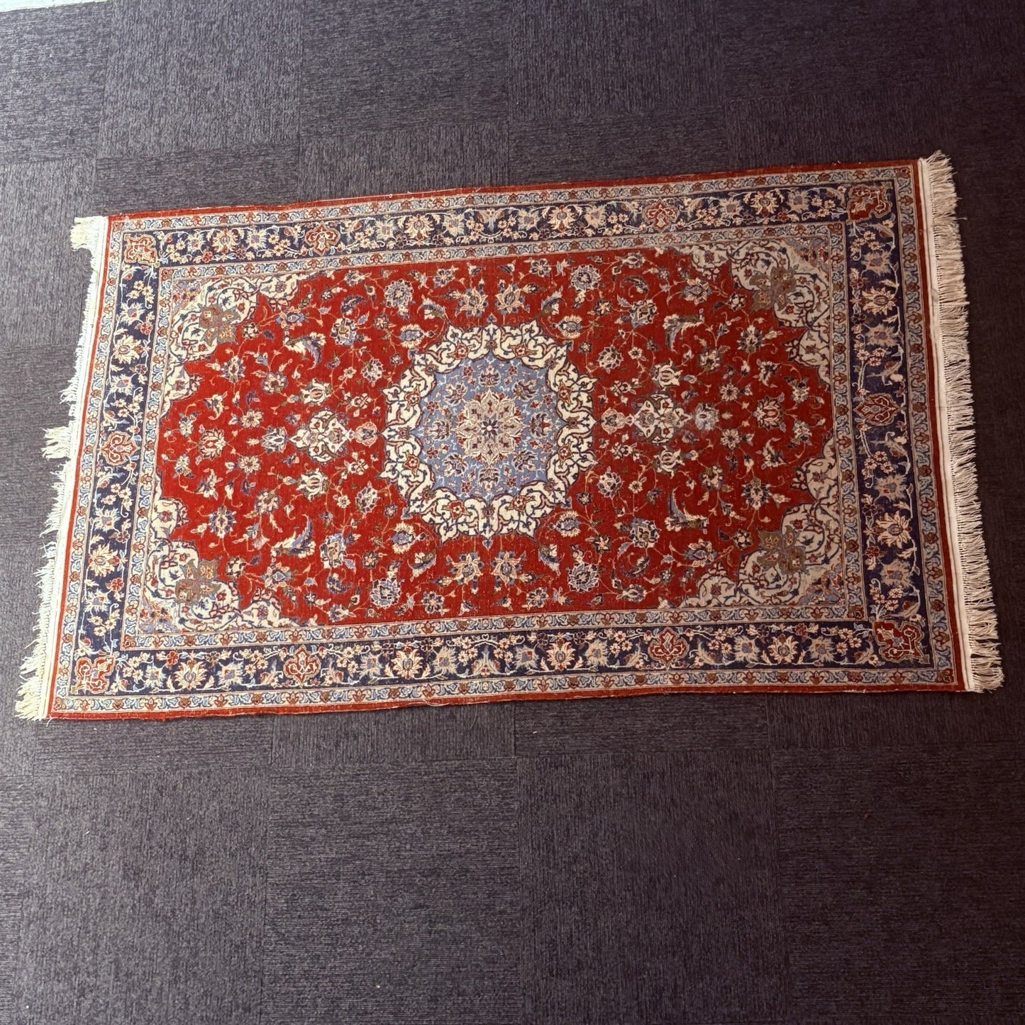 Semi-Antique Hand Knotted Rug 5x7 Medallion 324KPSI Estate Find 1970s Floral Rug12