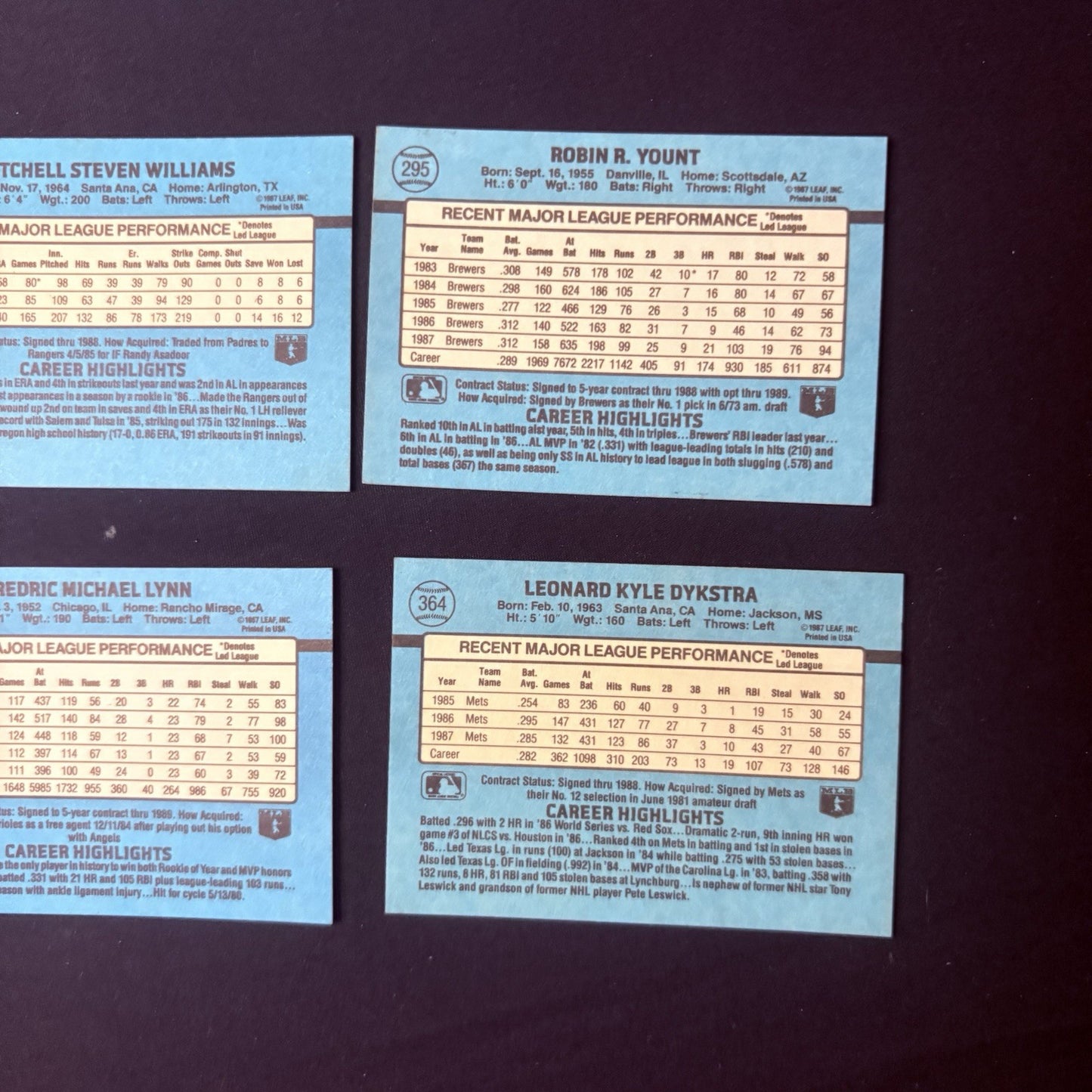 1987 Donruss High Grade Baseball  17 Card Lot Rookies9