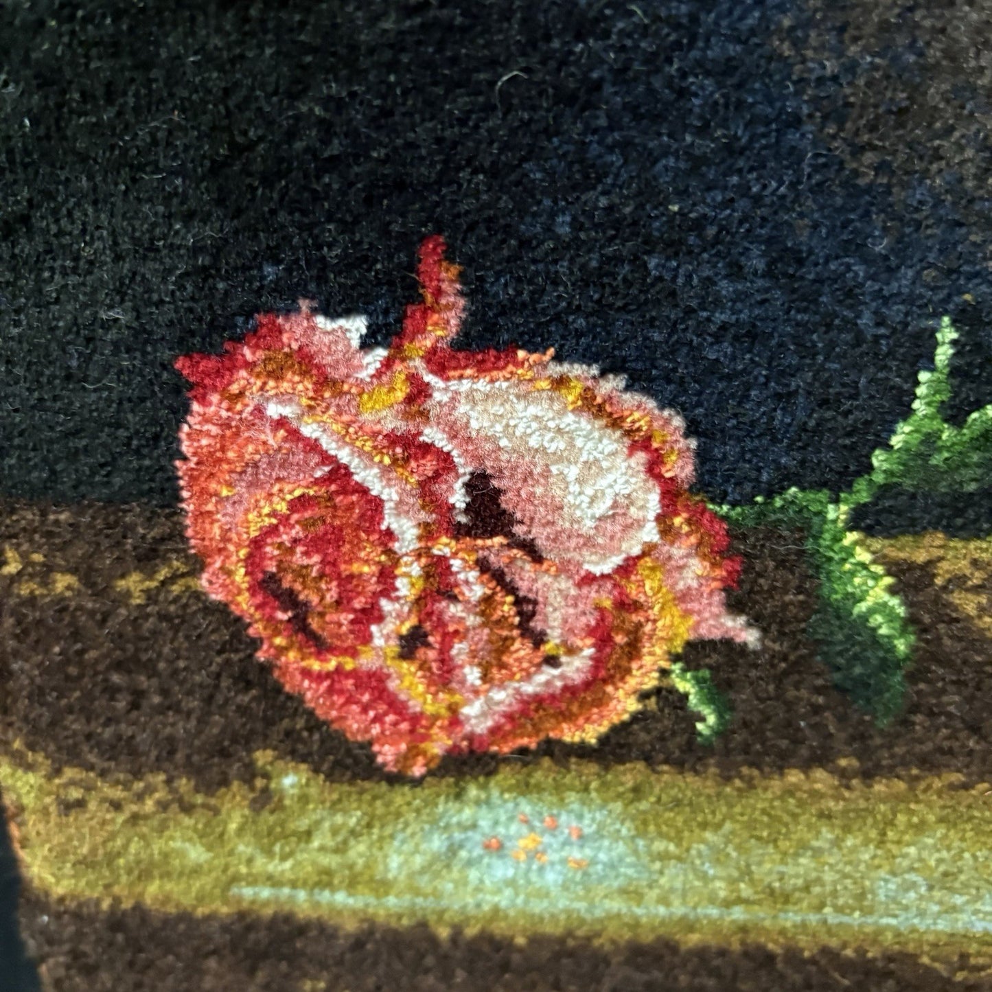 Persian Pictorial Rug Hand Knotted Flower 23”x15” 58X38cm w/Rug Hangers14