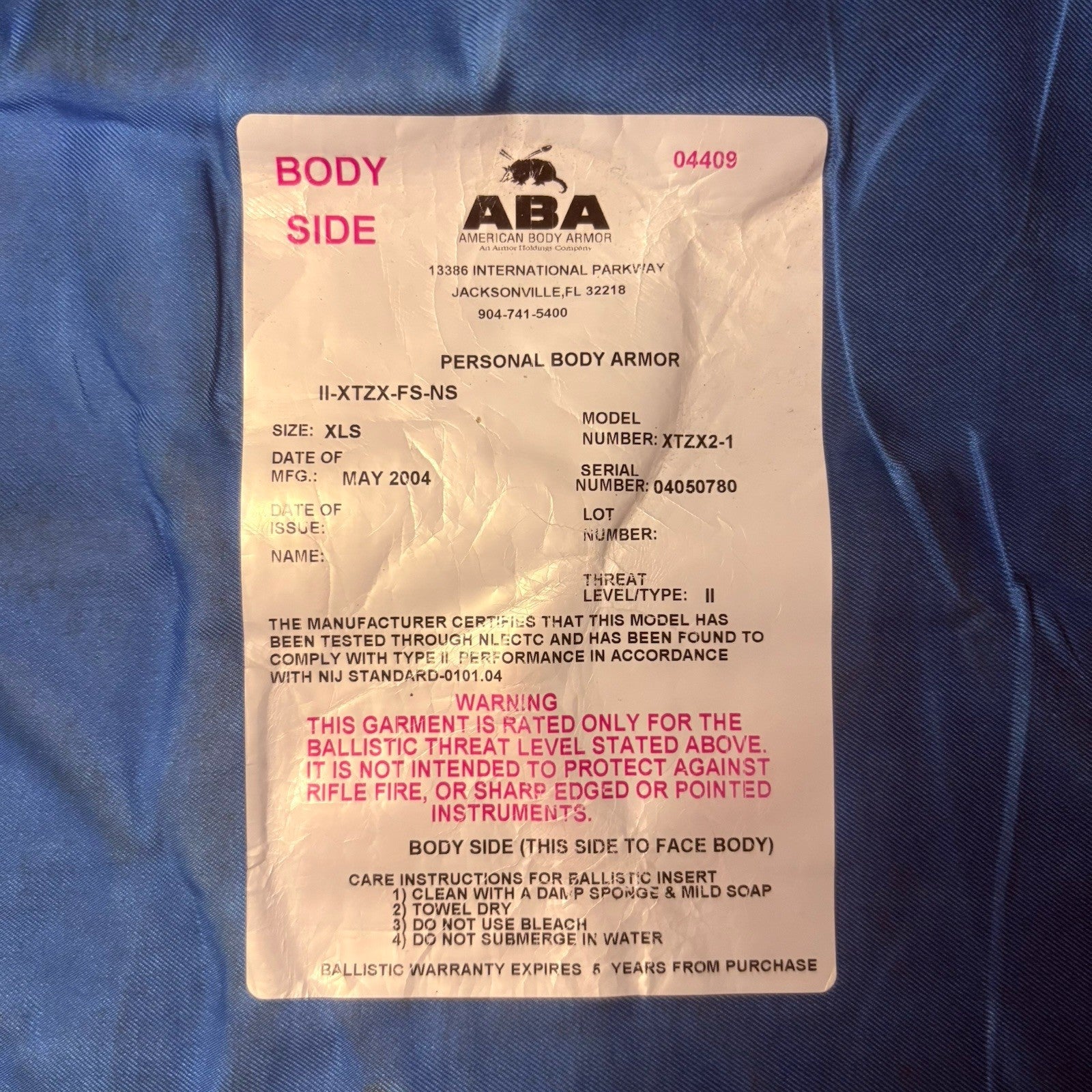 American Body Armor Bullet Proof Vest Level II (2) Size Medium NICE7