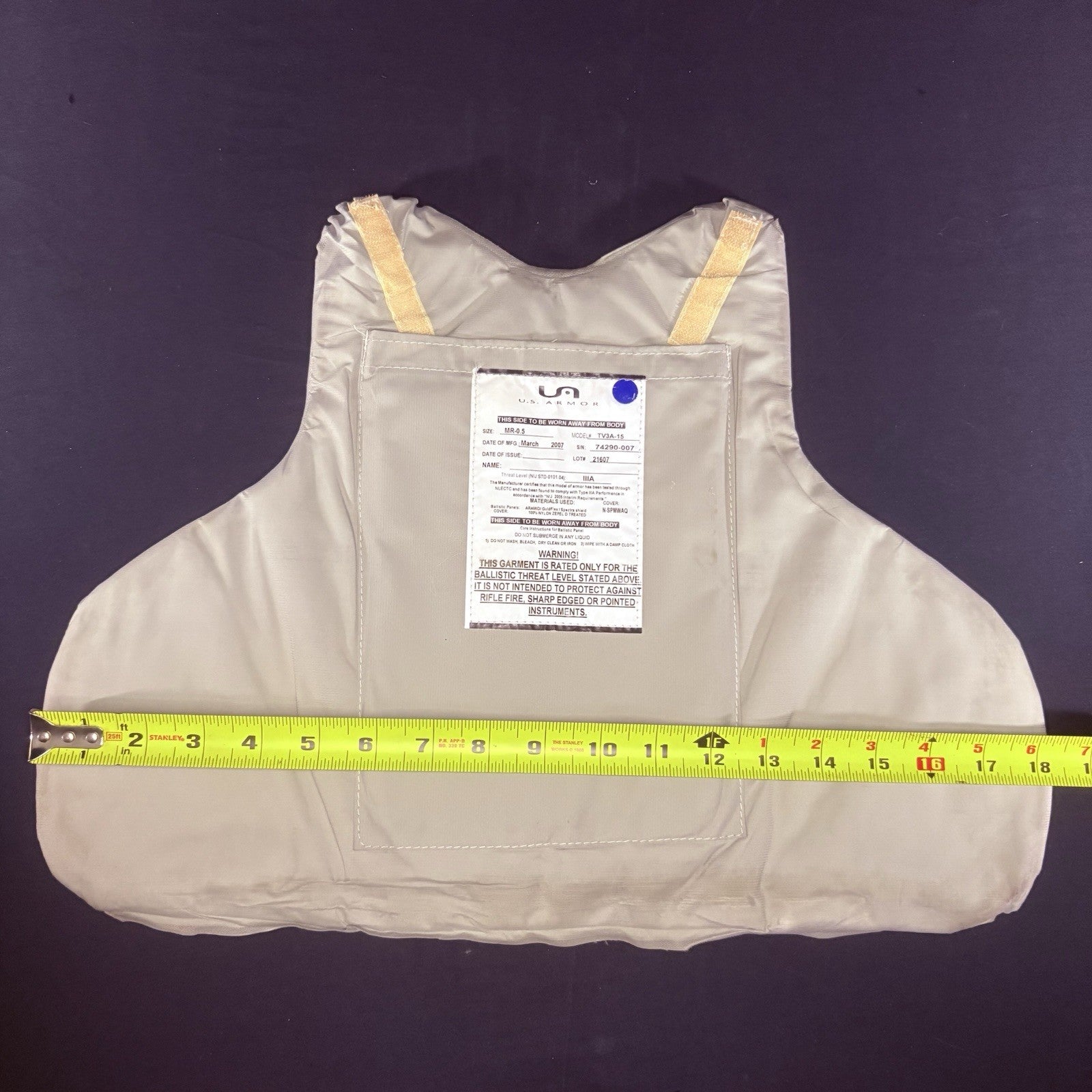 US Armor 3A Bullet Proof Vest Size Medium IIIA Concealable Ballistic Vest8