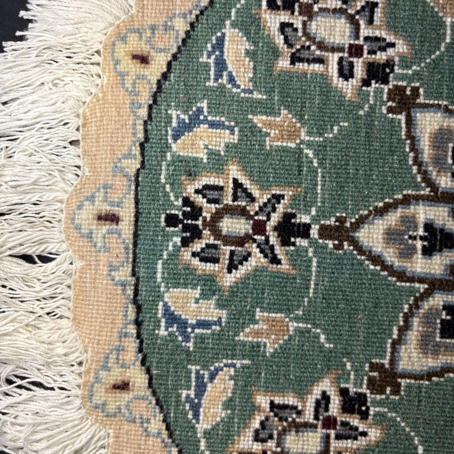 Round Rug Size 18”x18” Or 45cm Blue Medallion Hand Knotted Rug11