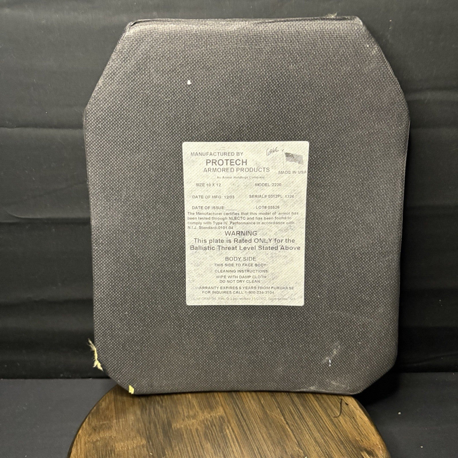 Protech Armor Piercing Plate 12”x 10” 22201