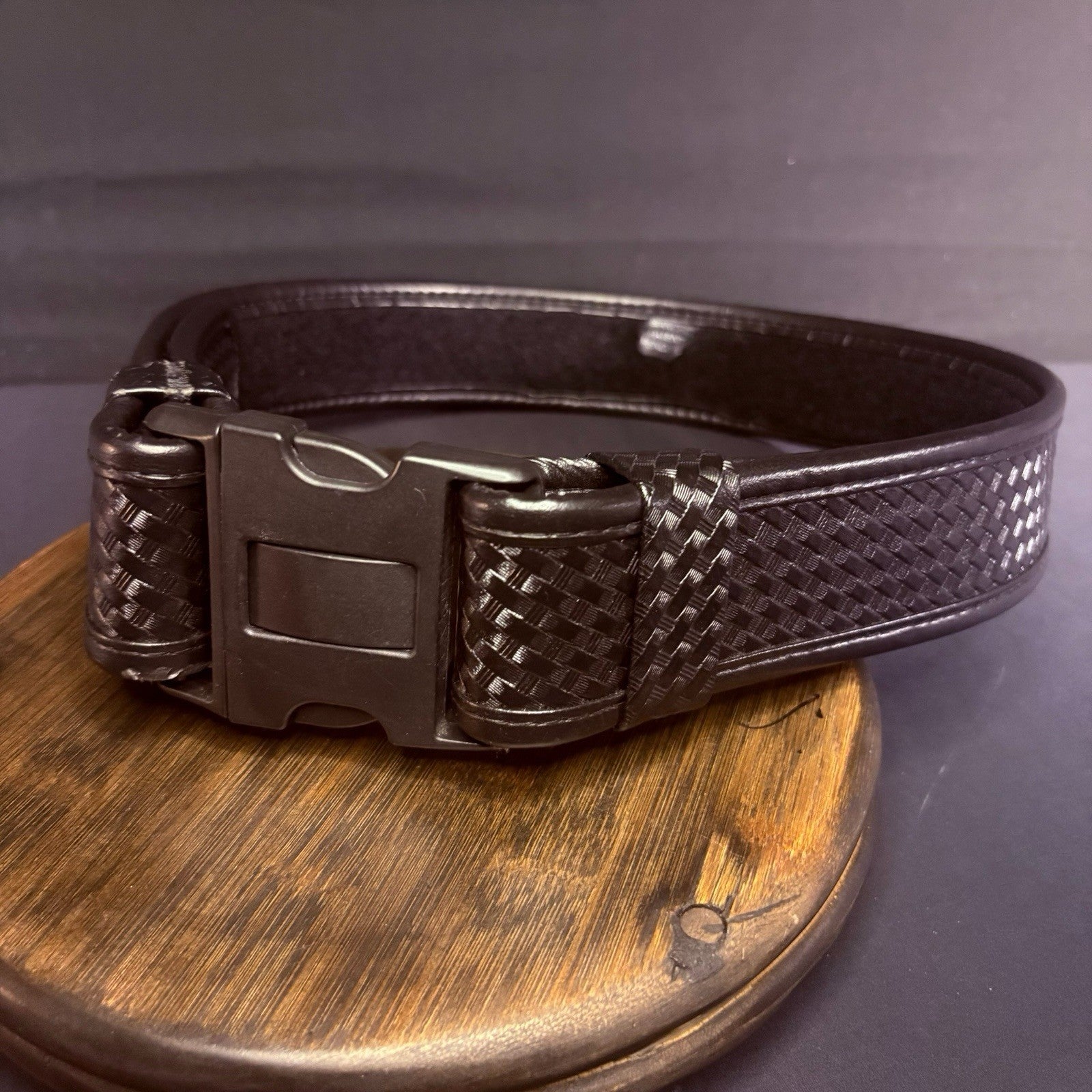 Bianchi 7950 Duty Belt Waist Size 34”-40” AccuMold Black Basketweave Leather0