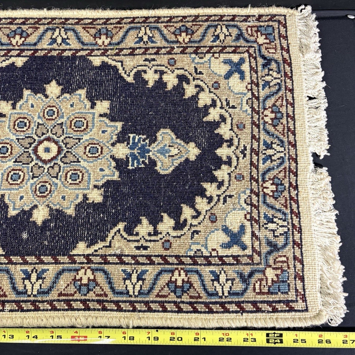 Persian Rug Hand Knotted Blue Medallion 2'x1' or 25"x15" or 40cm X 60cm 7