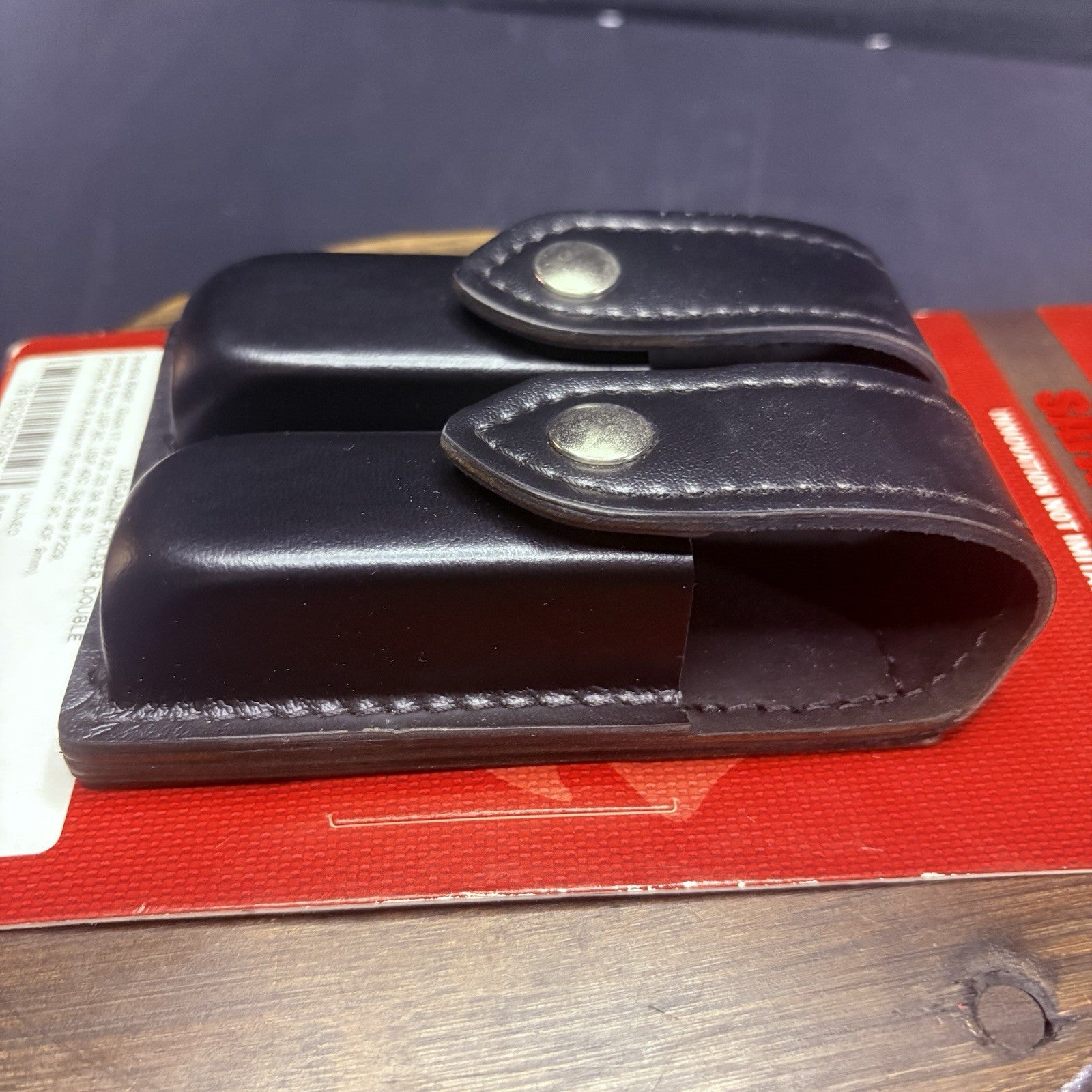 Safariland 77 Double Magazine Pouch Leather Plain Black Chrome Glock 9mm, .405