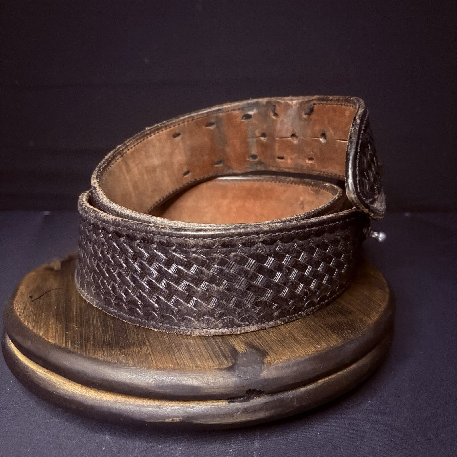 Bianchi Duty Belt (Size 36") Waist Black Basket Weave Leather3