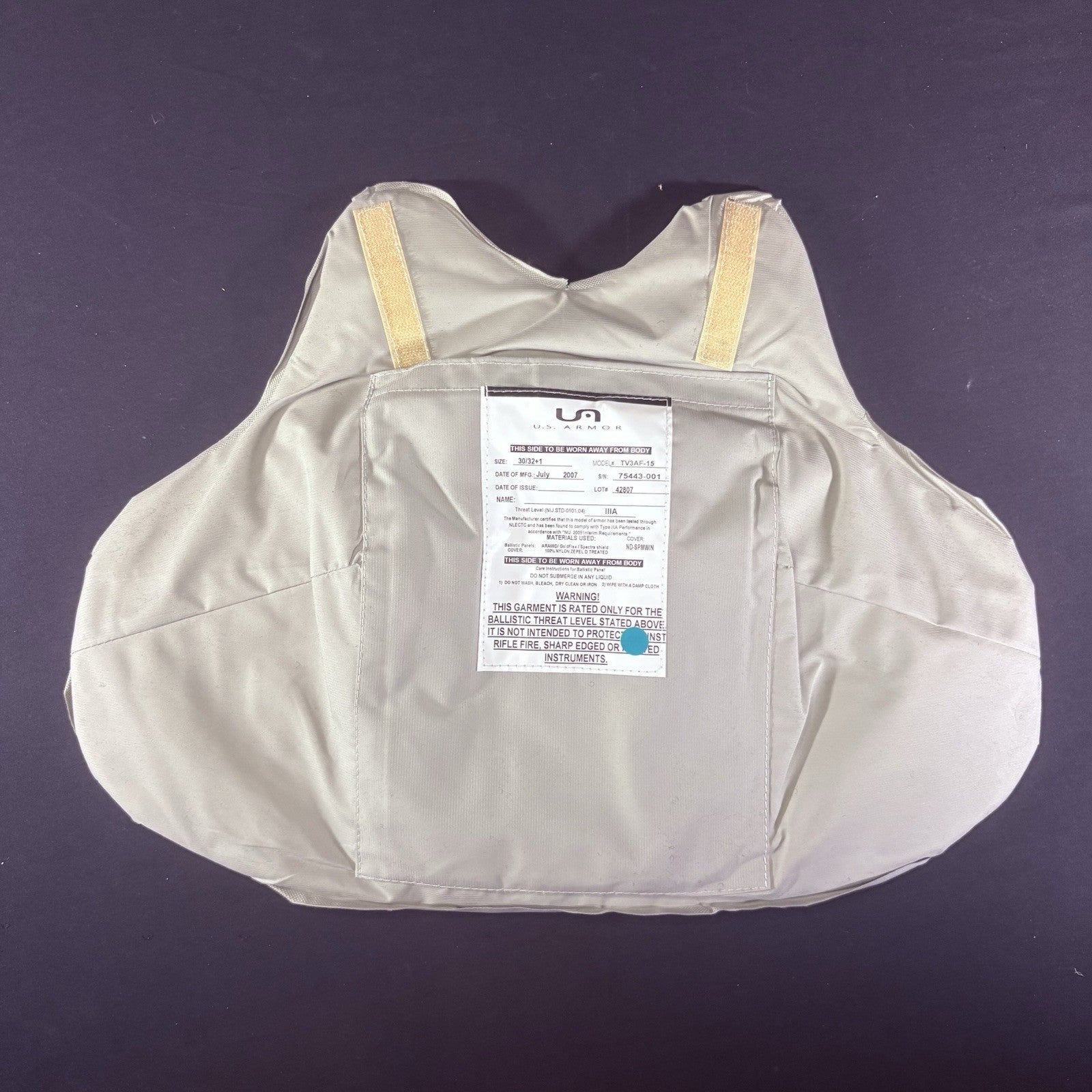 US Armor IIIA (3A) Bullet Proof Vest (Size Female SMALL) With Trauma Plate8