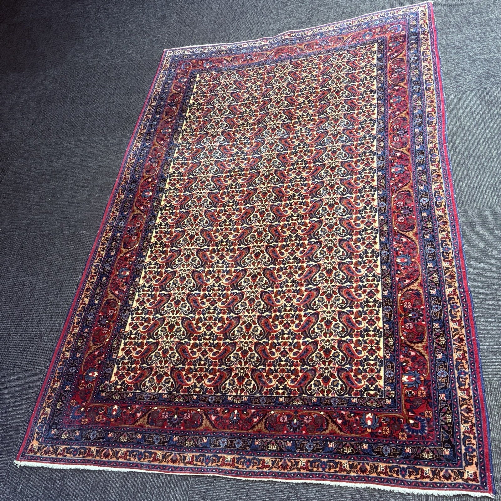 Antique 1910s Bidjar Hand Knotted Paisley Boteh Rug 5x7  342KPSI Natural Dye3