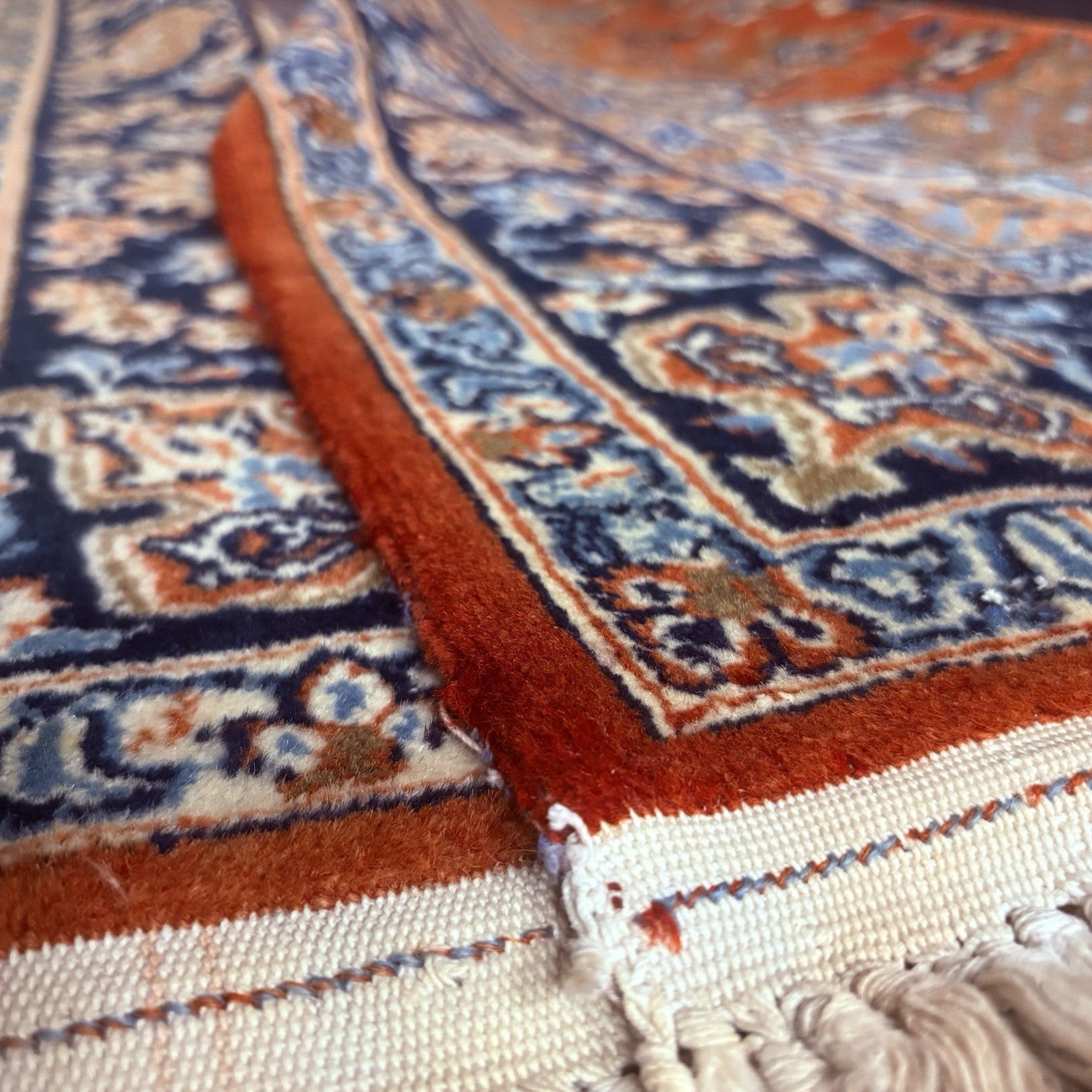 Semi-Antique Hand Knotted Rug 5x7 Medallion 324KPSI Estate Find 1970s Floral Rug17