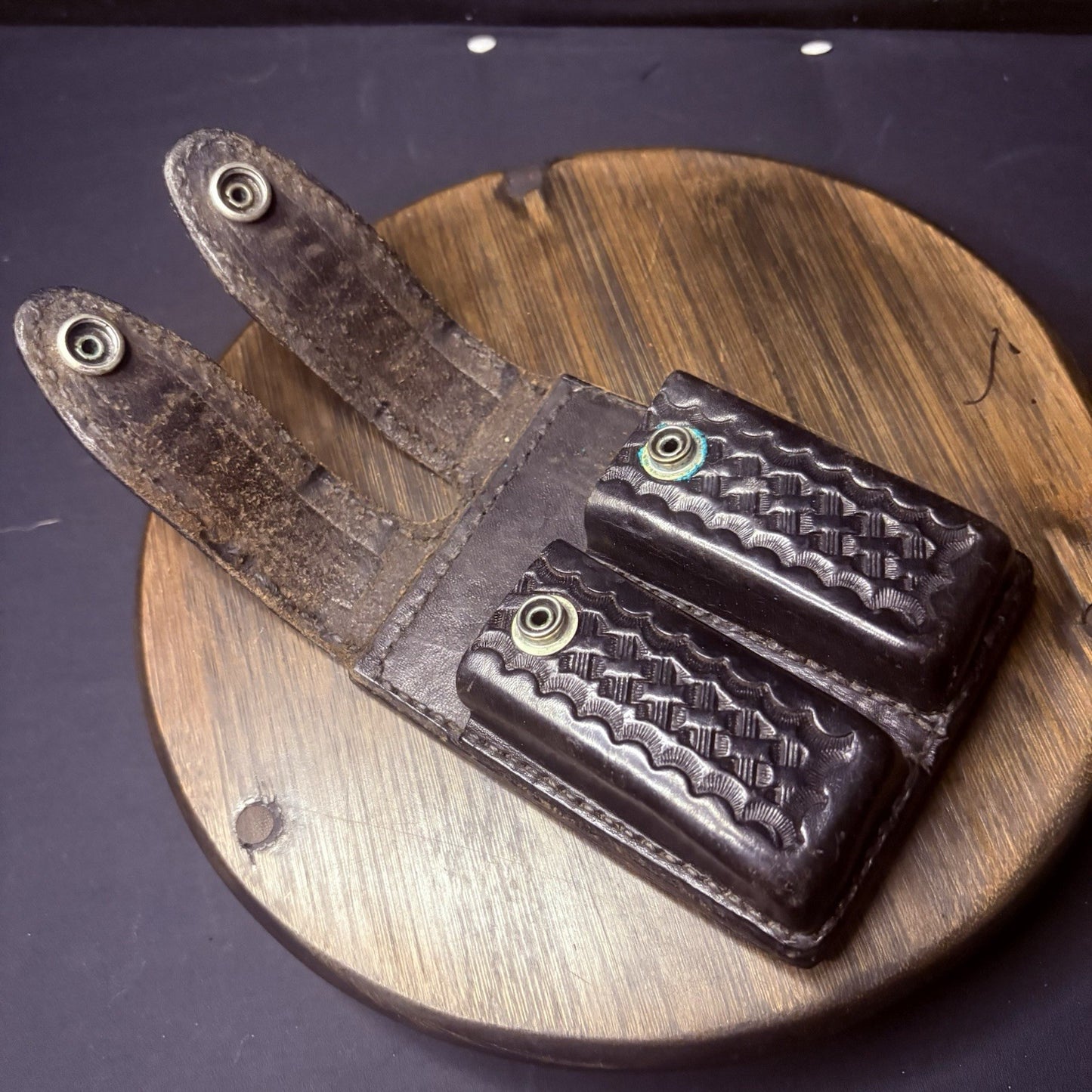 Vintage Tex Shoemaker Double Magazine Carrier  Black Leather 2206