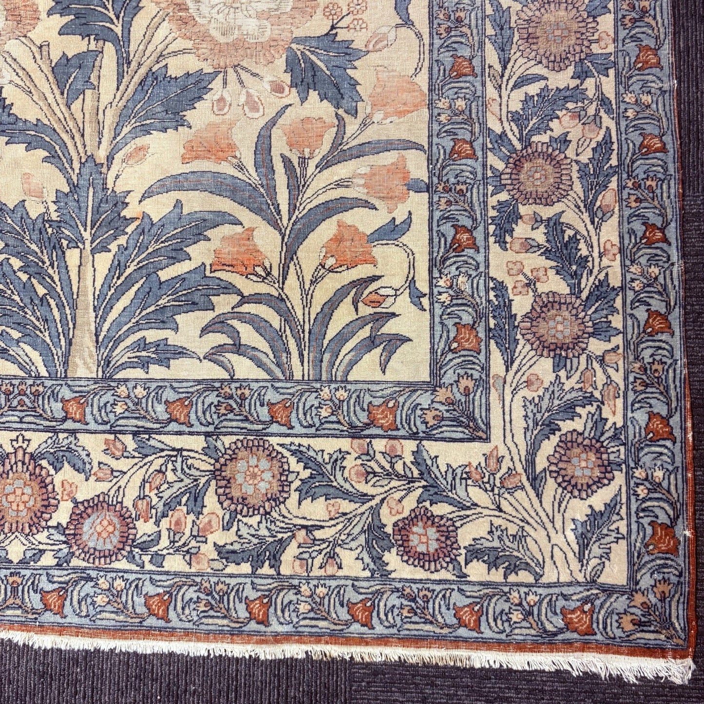 Semi-Antique Distressed  Hand Knotted Rug 5x7 Floral 306KPSI RARE Qomm Rug6