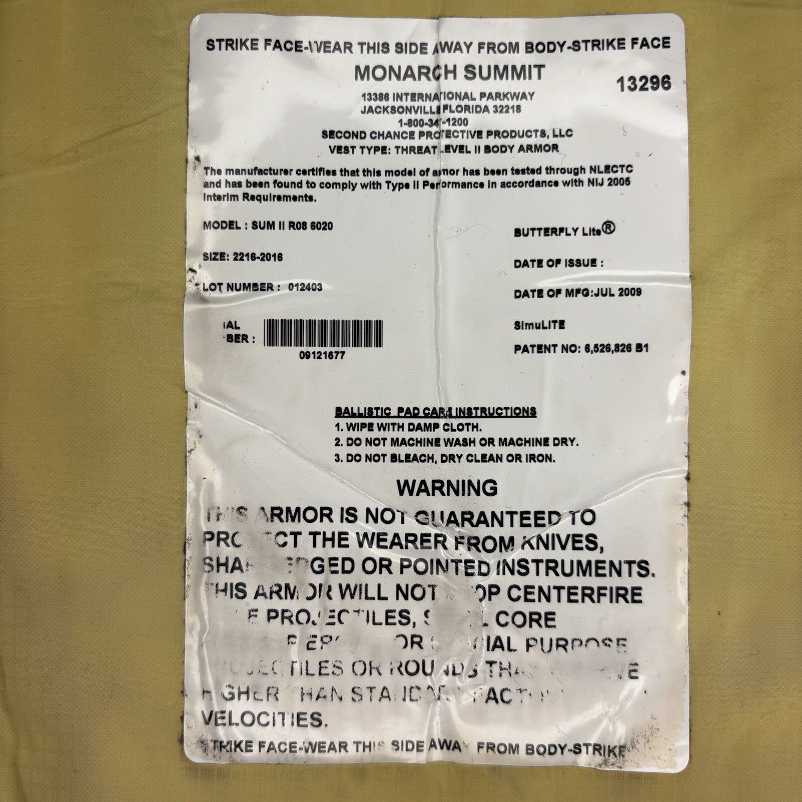 Level II(2) Bullet Proof Vest Size XL Extra Large Second Chance Concealable Vest13