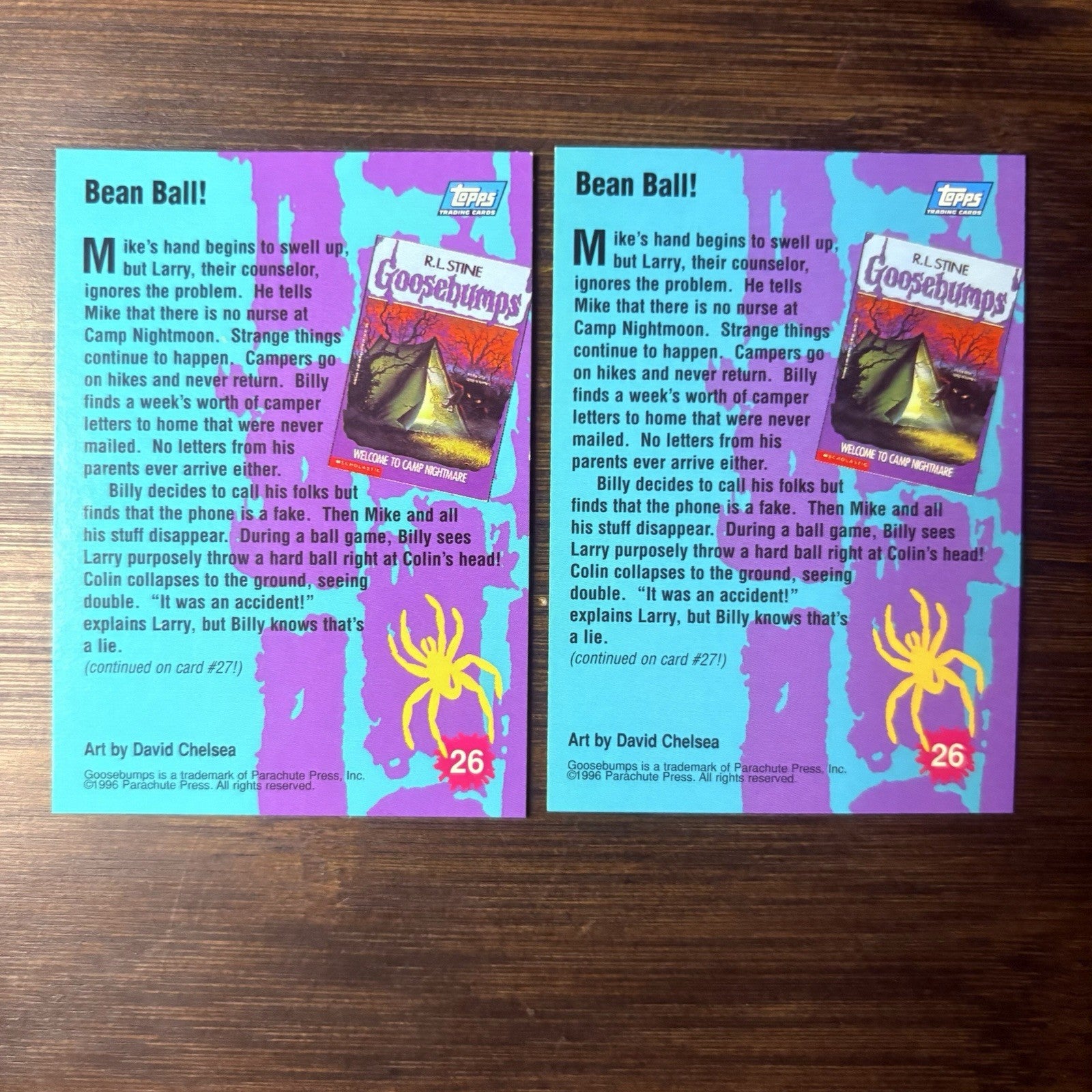 1996 Topps Goosebumps Bean Ball! #26 Lot Of  (2) High Grade Trading Card1