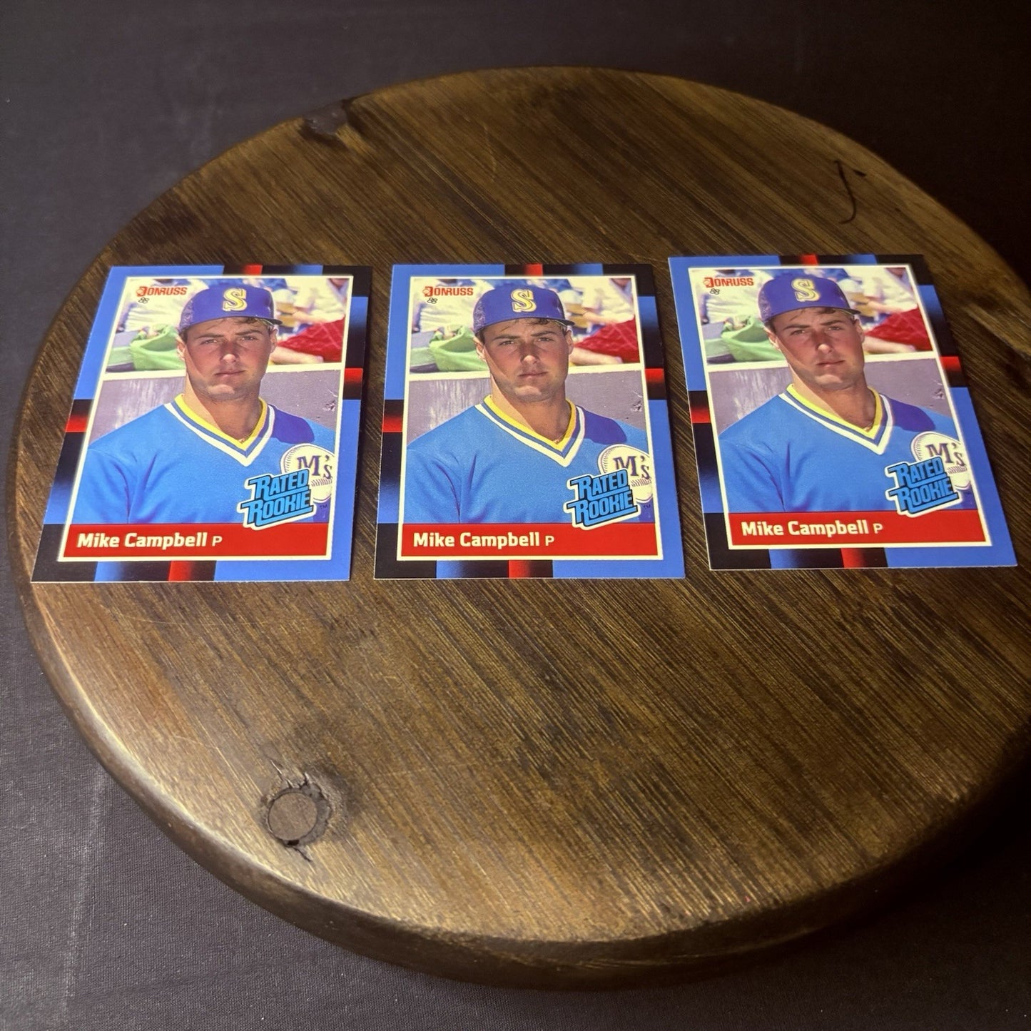 (3) 1988 Donruss #30 Mike Campbell RC Seattle Mariners Card Lot5