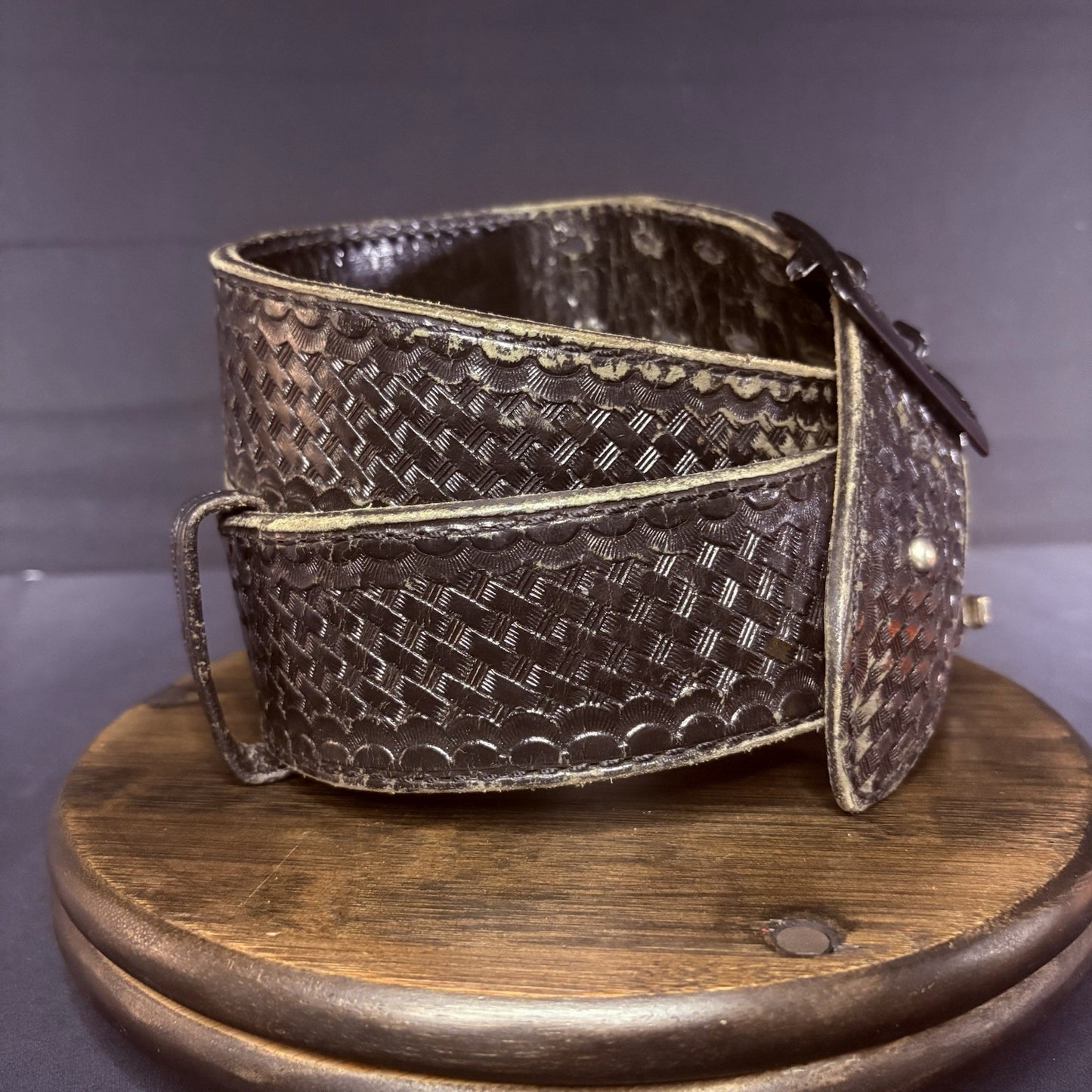 JS Leather Sam Browne Duty Belt Size 36" Black Basket Weave Black Brass Buckle7