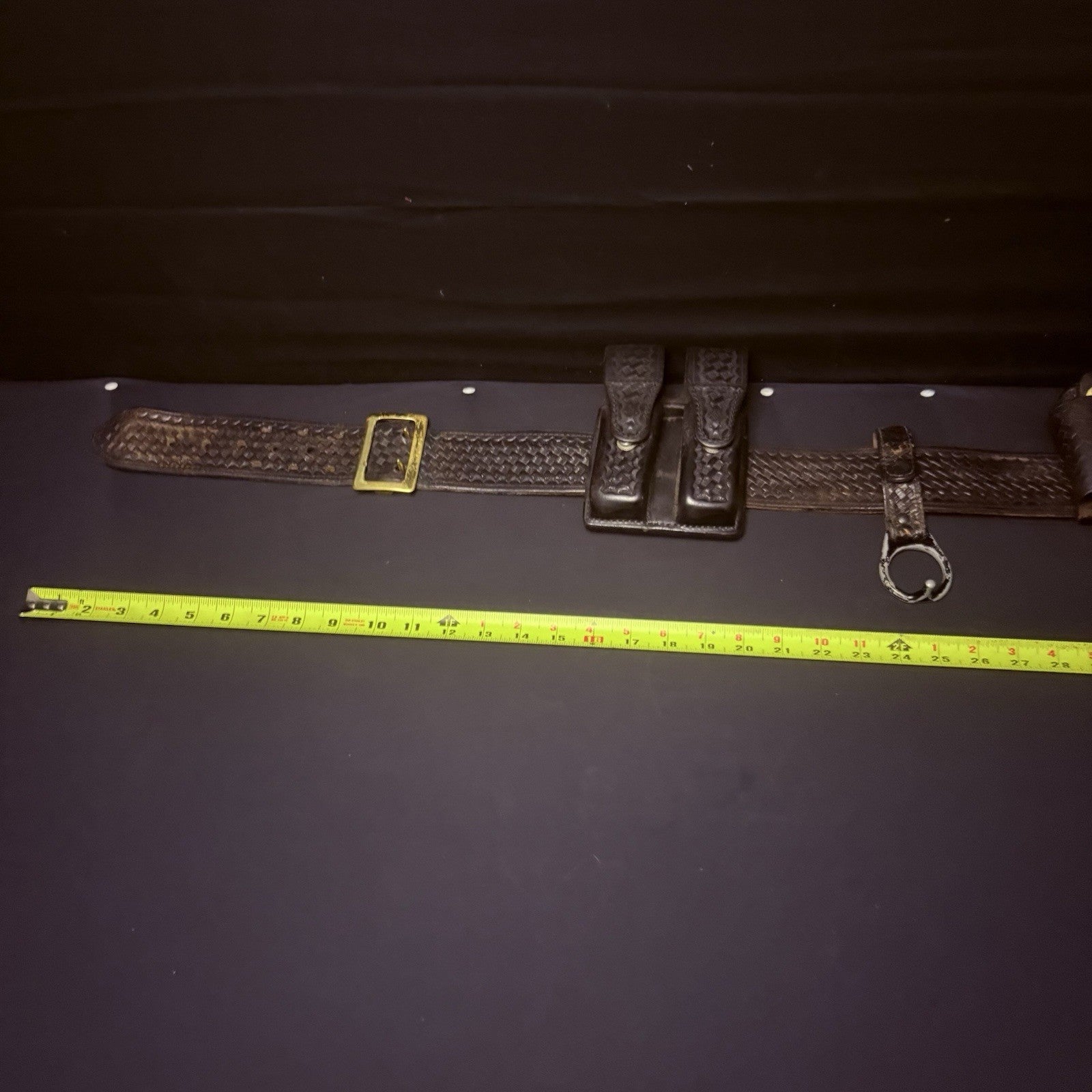 Full Leather Bianchi Duty Belt 38" w/Handcuff Case, Magazine Carrier, Baton Ring20