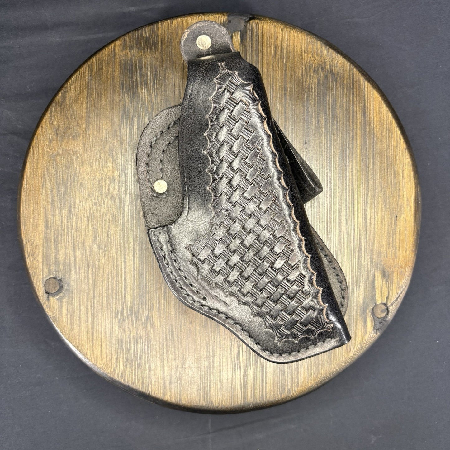 Tex Shoemaker 11PL Black Basket Leather OWB Paddle Holster For S&W K Revolver 3”2