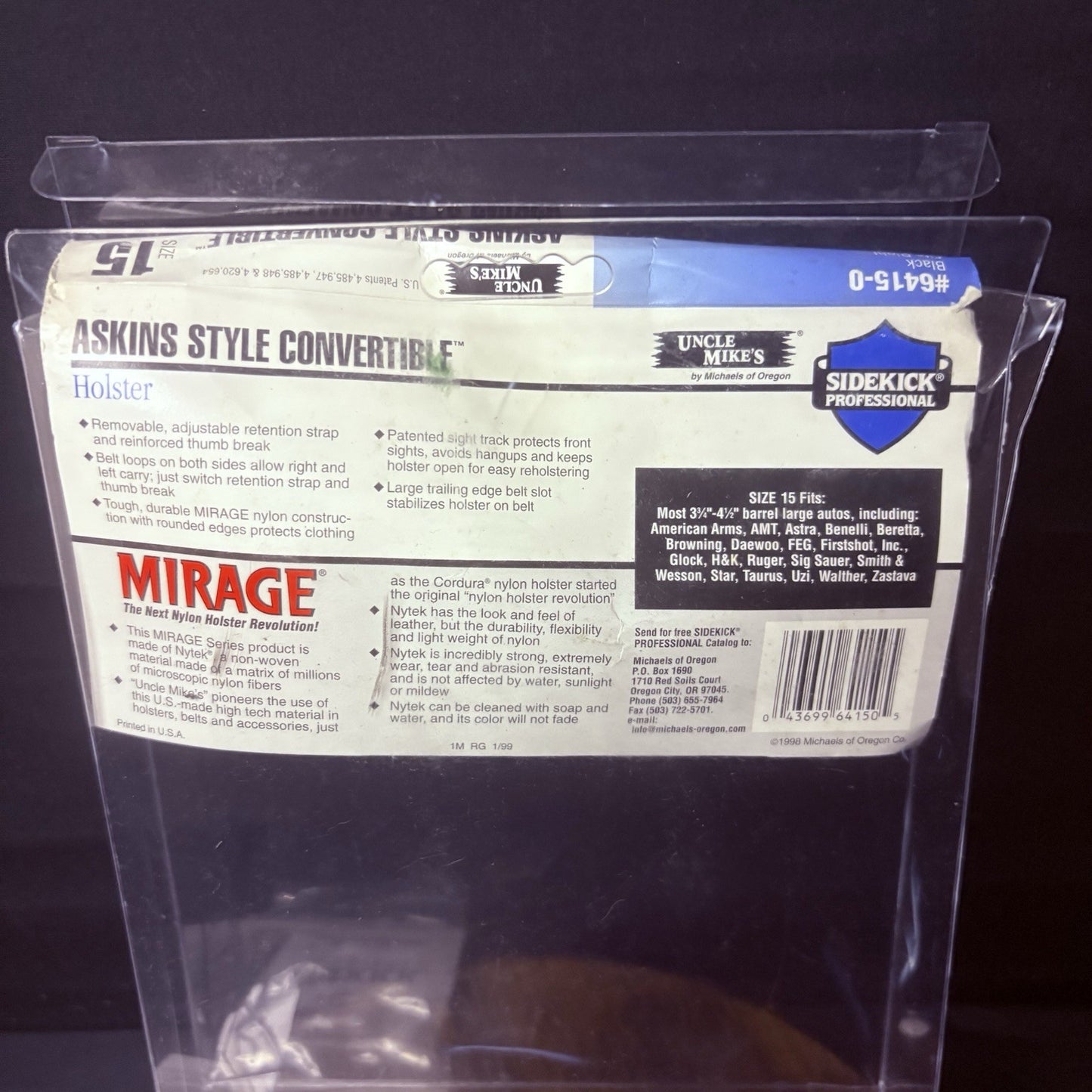 Uncle Mikes Mirage Large Auto Holster Leather OWB Pistol 3 1/4"4 1/2" Barrel3