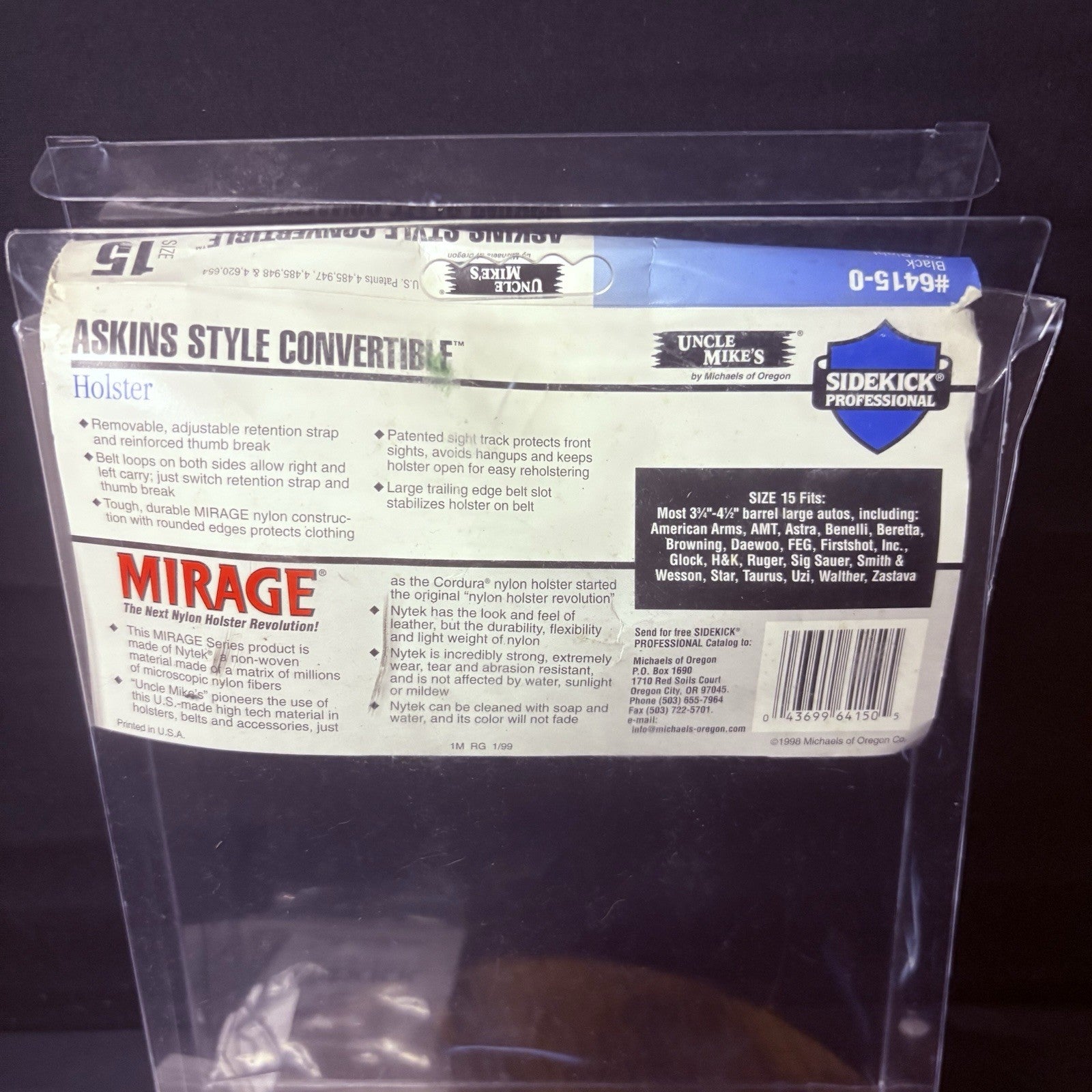 Uncle Mikes Mirage Large Auto Holster Leather OWB Pistol 3 1/4"4 1/2" Barrel3