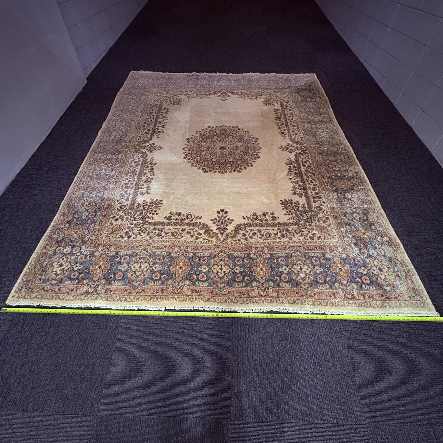 Antique Hand Knotted Rug 8'x10' Pastel Colors 289 KPSI Open Field Medallion13