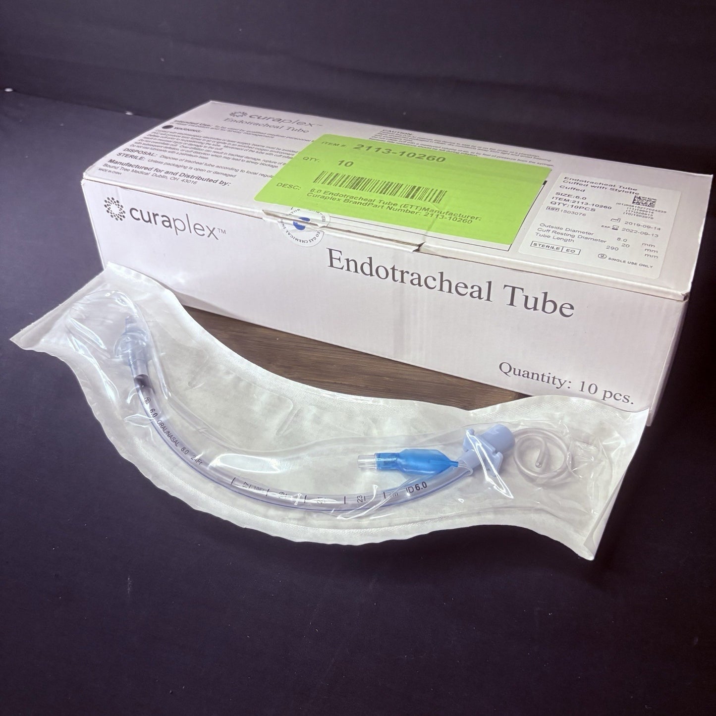 Box Of 10 Sterile Endotracheal Tube 6.0 mm w/Cuff Individually Packaged Sealed4