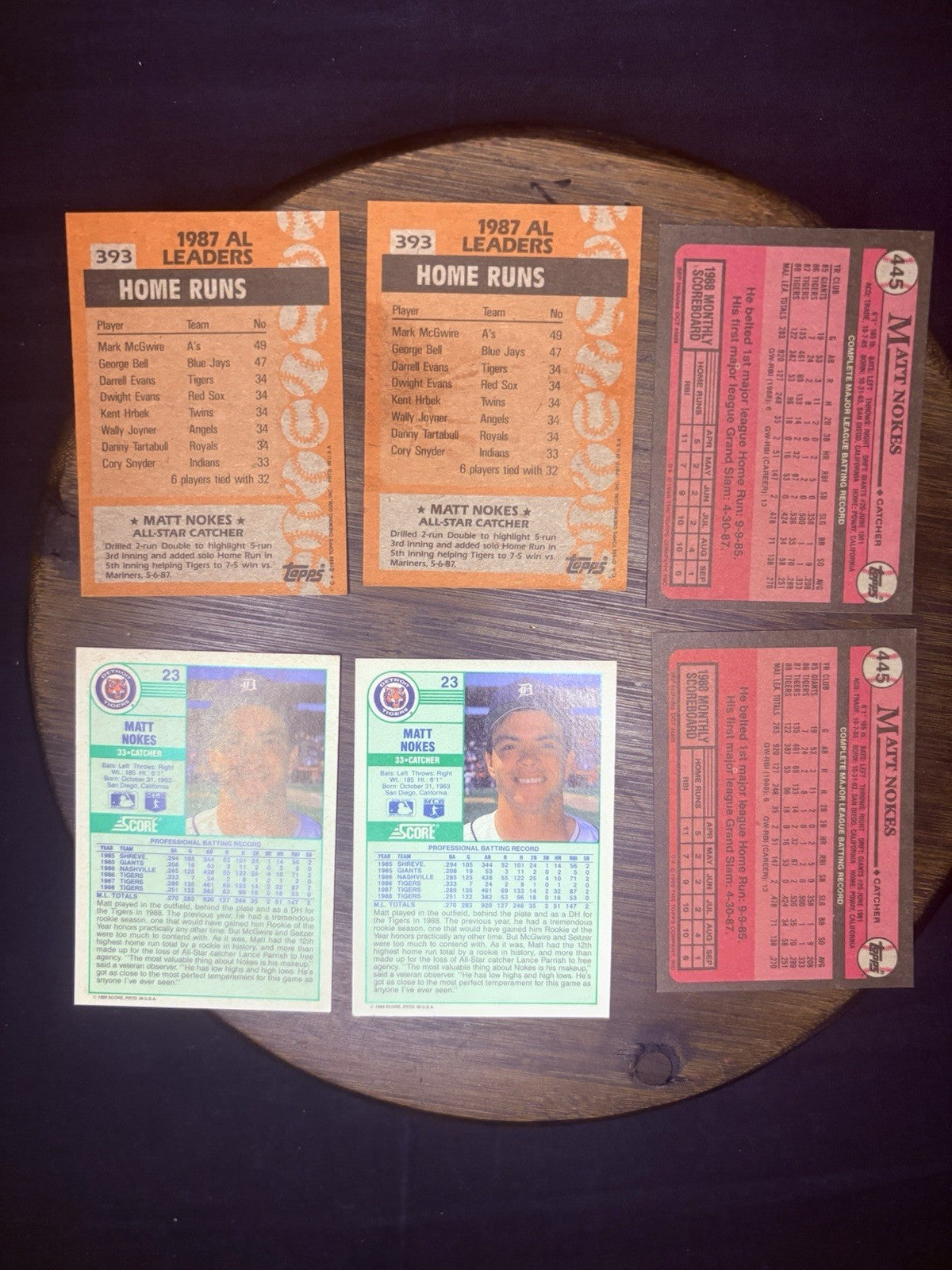 Matt Nokes (Lot of 6) Baseball Cards Detroit Tigers  MLB1