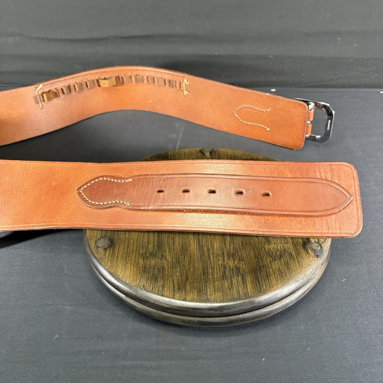 Western Style Leather Bullet Loop Belt For Single Action Holster , Brass Buckle6