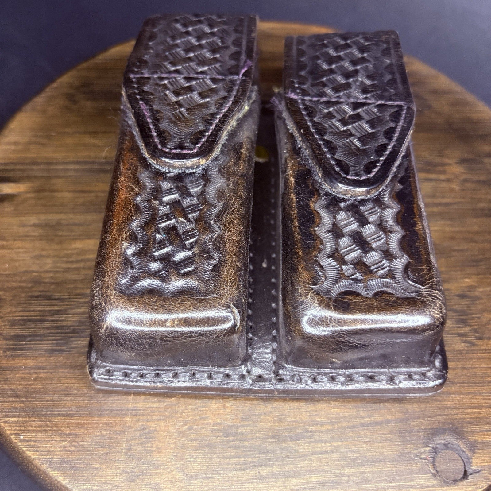 Gorgeous Tex Shoemaker GLOCK 21 Magazine Pouch Basketweave Leather (See Photos!)7