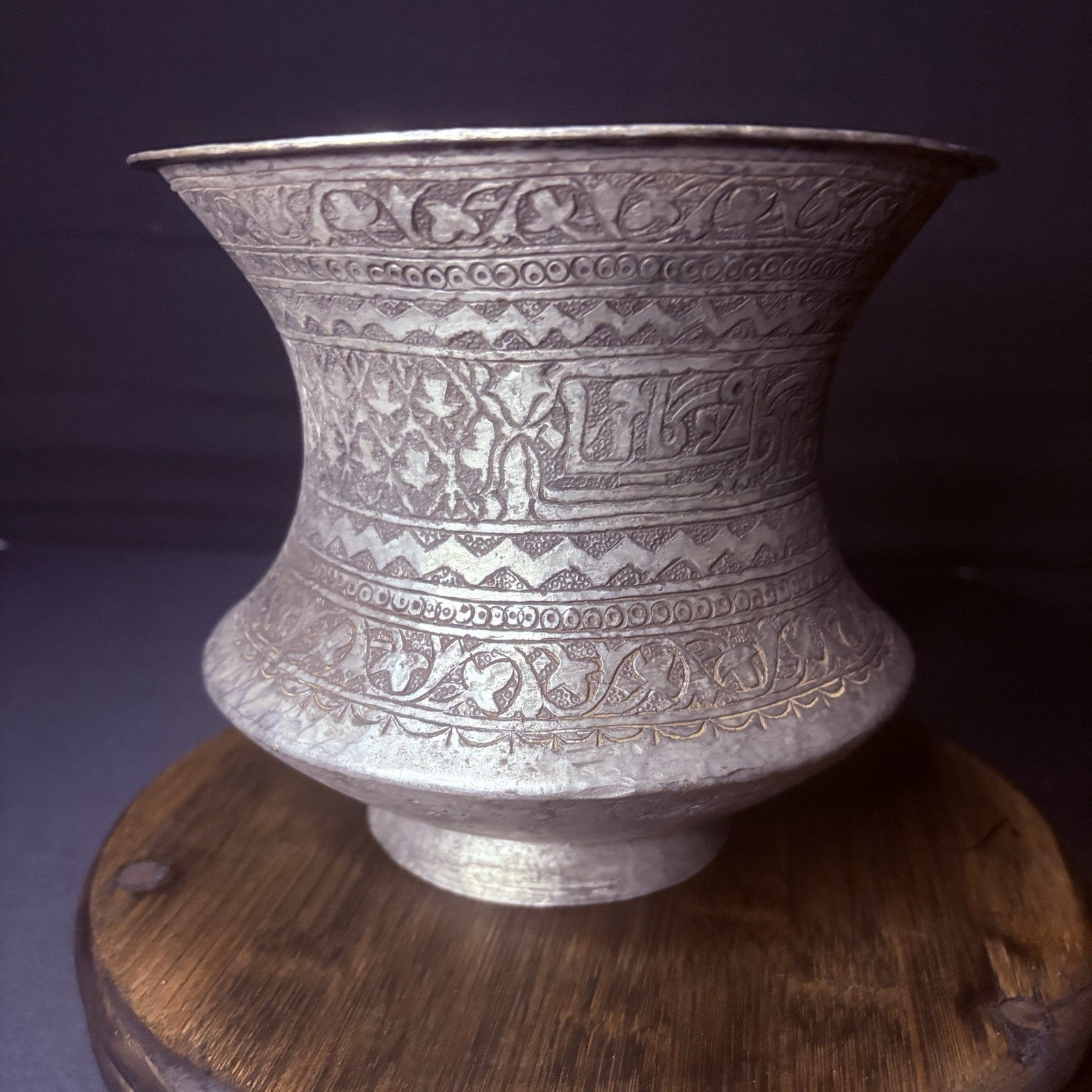 Qajar Era Copper Vessel Hand Hammered Islamic Calligraphy Tinned Late 1800s2