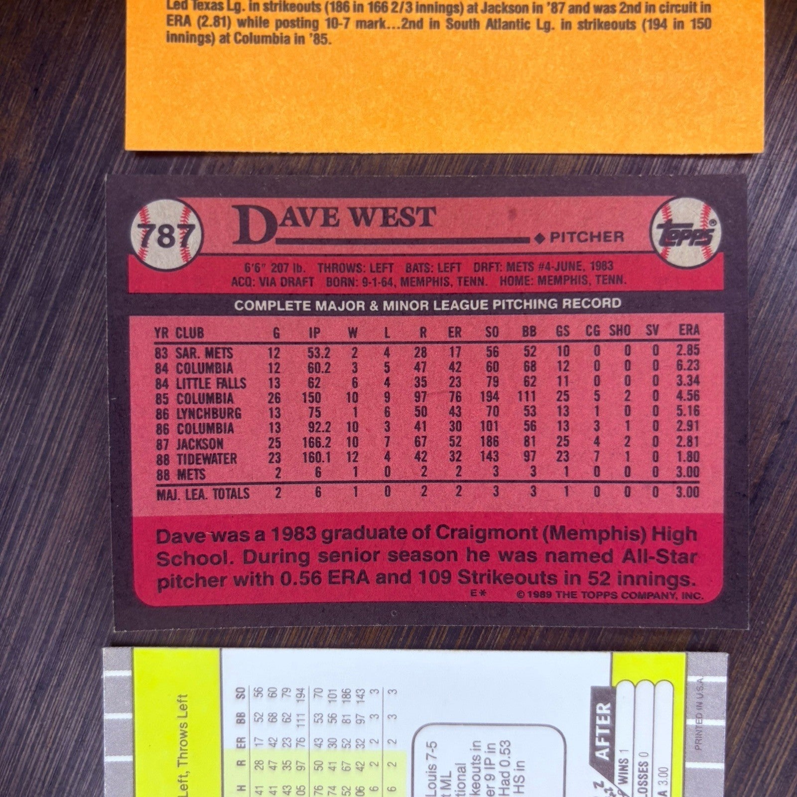 1989 Dave West Rookie Cards #41, #787, #51 High Grade Trading Card Lot Of 32