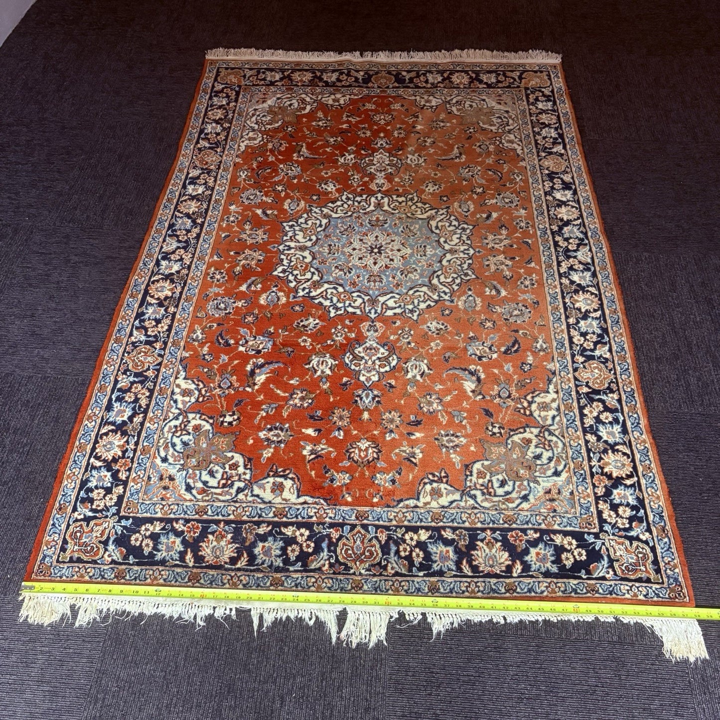 Semi-Antique Hand Knotted Rug 5x7 Medallion 324KPSI Estate Find 1970s Floral Rug9