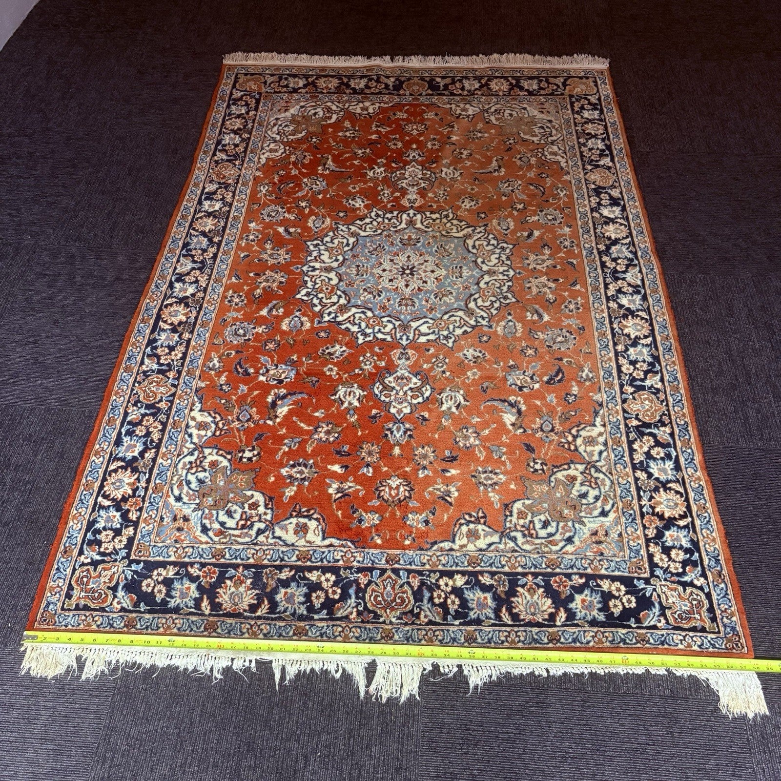 Semi-Antique Hand Knotted Rug 5x7 Medallion 324KPSI Estate Find 1970s Floral Rug9